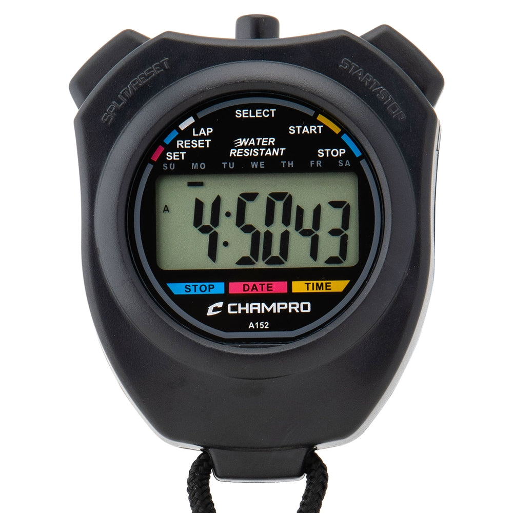 Champro Water Resistant Stopwatch - Digital Sports Timer with Lap Memory for Swimming, Running, Track & Field Training - Ideal for Coaches and Athletes