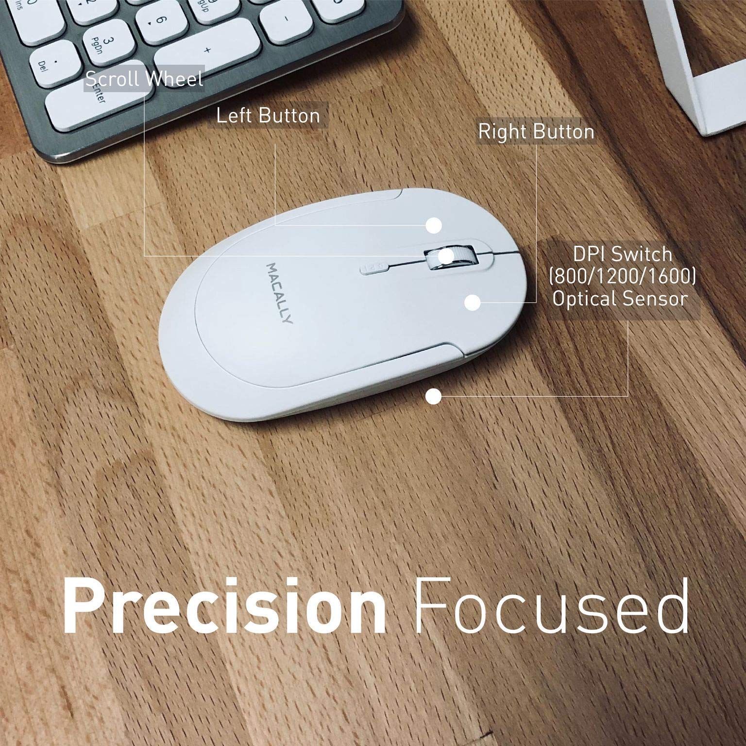 Macally Compact Bluetooth Keyboard and Mouse Combo - Wireless Keyboard & Mouse Set for Mac, Windows, iPad - Ergonomic Office Essentials for Home, Work & Travel