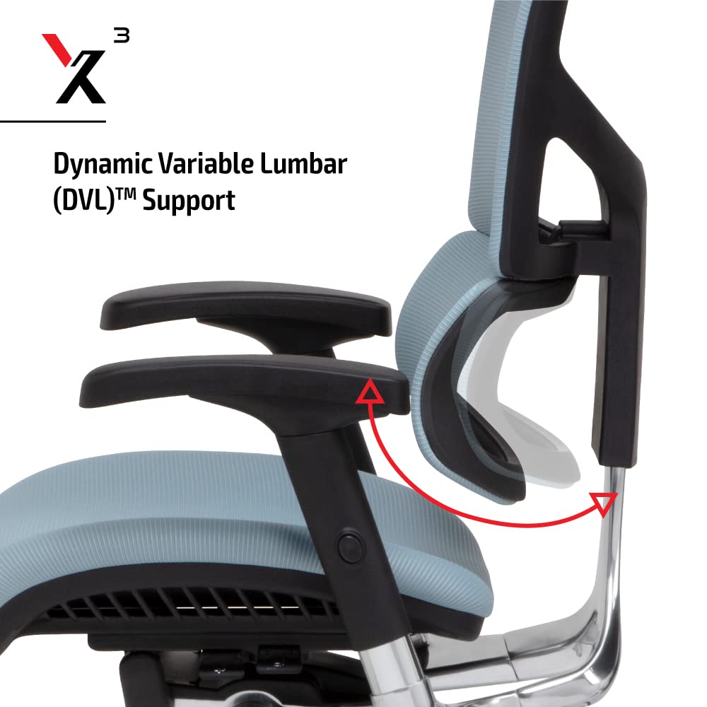 X-Chair X3 Executive Office Chair with Headrest - Premium Glacier A.T. R. Fabric, Dynamic Lumbar Support & Floating Recline Technology - Highly Adjustable Ergonomic Desk Chair for Home Office, Gaming & Professional Workspaces