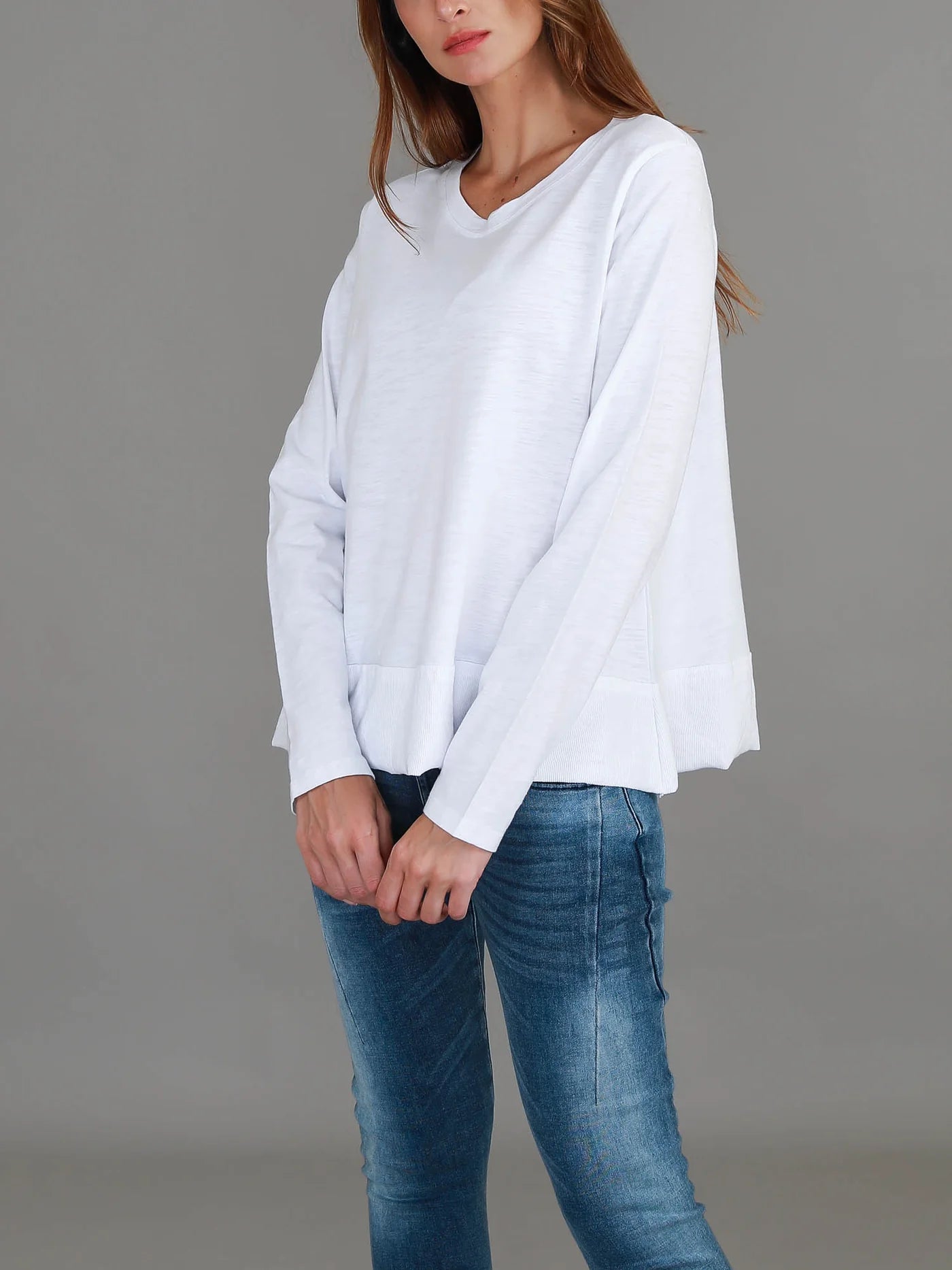 Sonya Women's Long Sleeve T-Shirt - Soft Cotton Basic Tee for Casual Wear (White) | Perfect for Layering, Office Outfits & Everyday Comfort