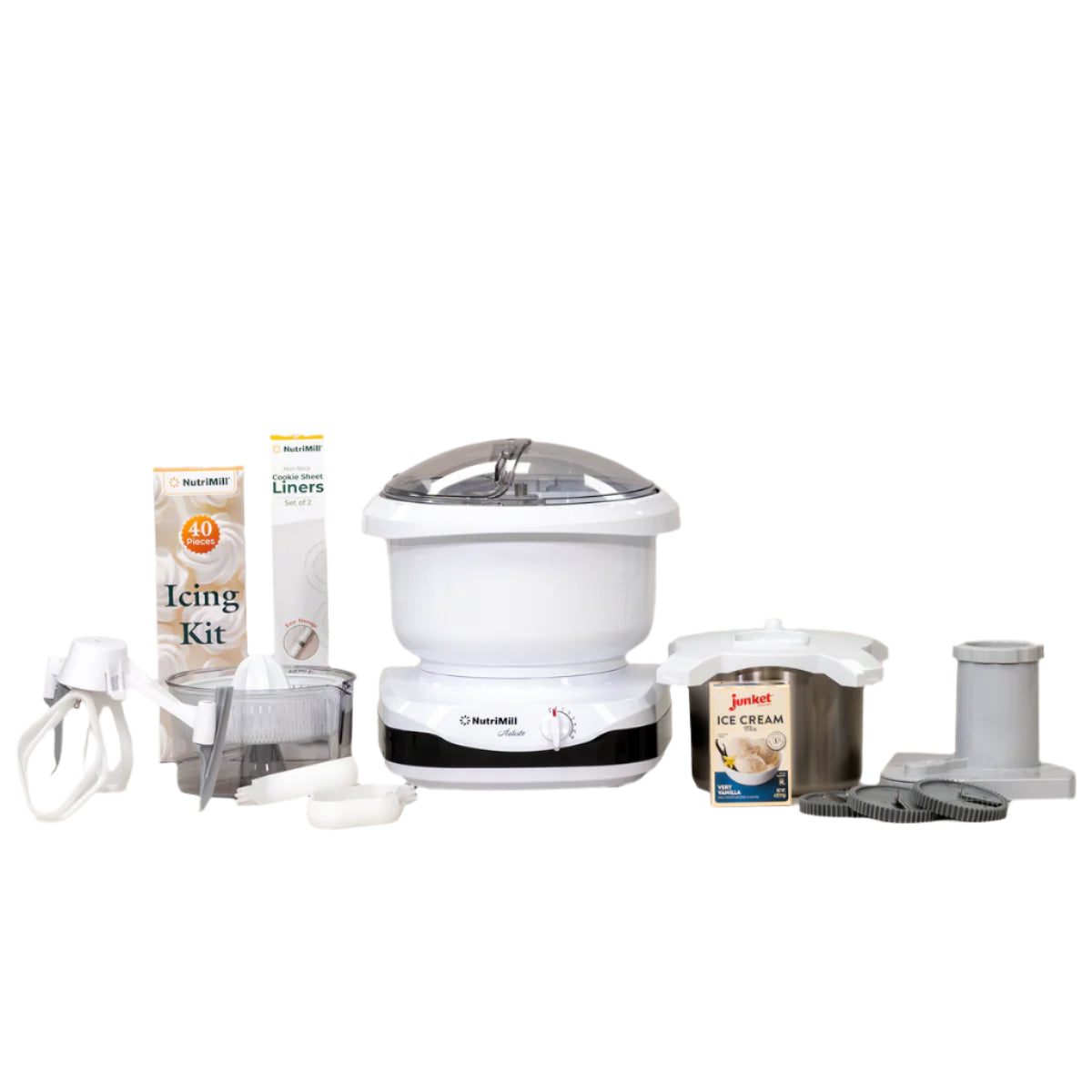 Nutrimill Artiste Ultimate Bundle - Premium Grain Mill & Flour Grinder for Home Baking | Perfect for Bread, Pastry & Healthy Whole Grain Recipes | Kitchen Essentials for Bakers & Health Enthusiasts