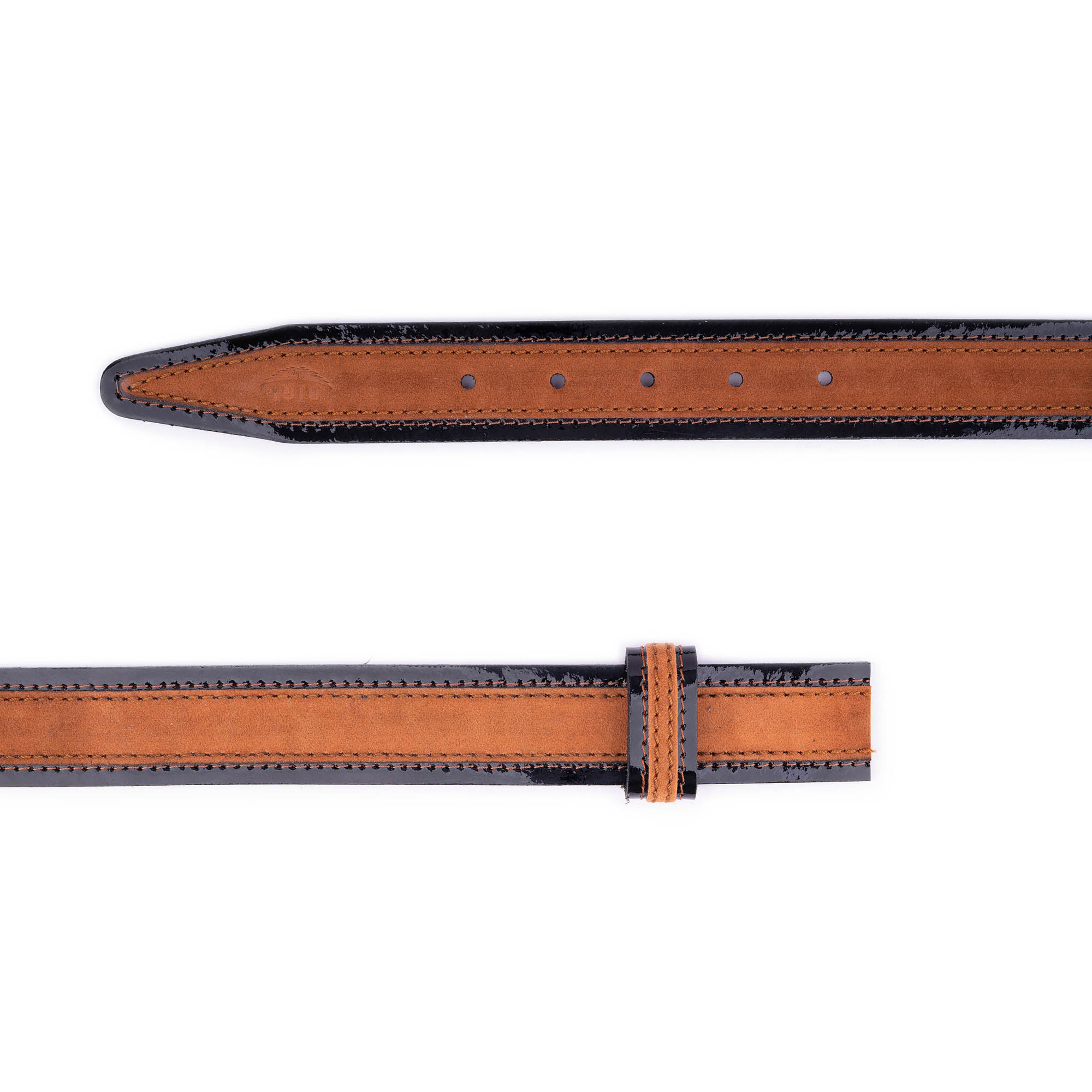 Premium Beige Suede 3.5 cm Genuine Leather Belt Strap for Montblanc Buckles - Black Patent Leather - Luxury Dress Belt for Business, Office & Formal Occasions