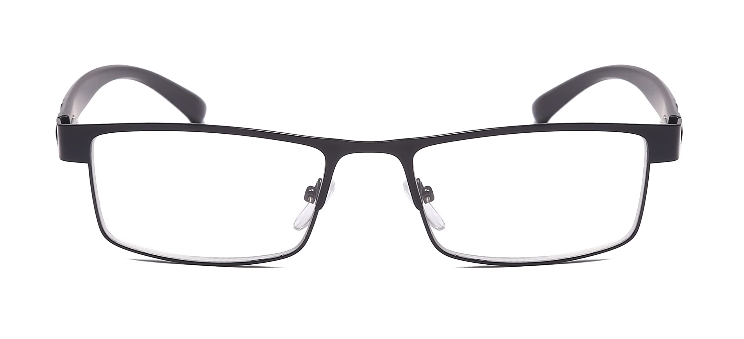 B&Q 4 Pack Rectangular Metal Frame Spring Hinge Blue Light Blocking Reading Glasses for Men - Anti-Eye Strain Computer Glasses for Office Work & Screen Time