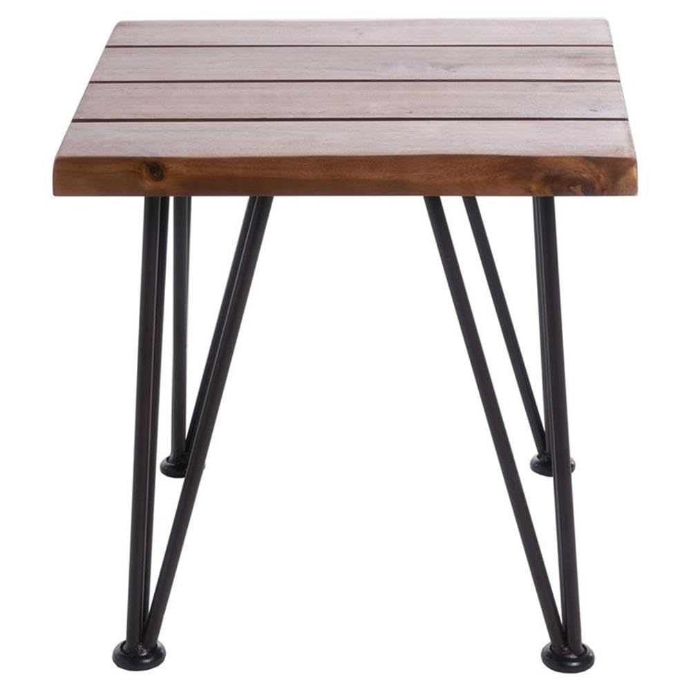 Noble House Geania Acacia Wood Indoor Side Table - Teak Finish End Table for Living Room, Bedroom & Office - Rustic Wooden Accent Table for Home Decor