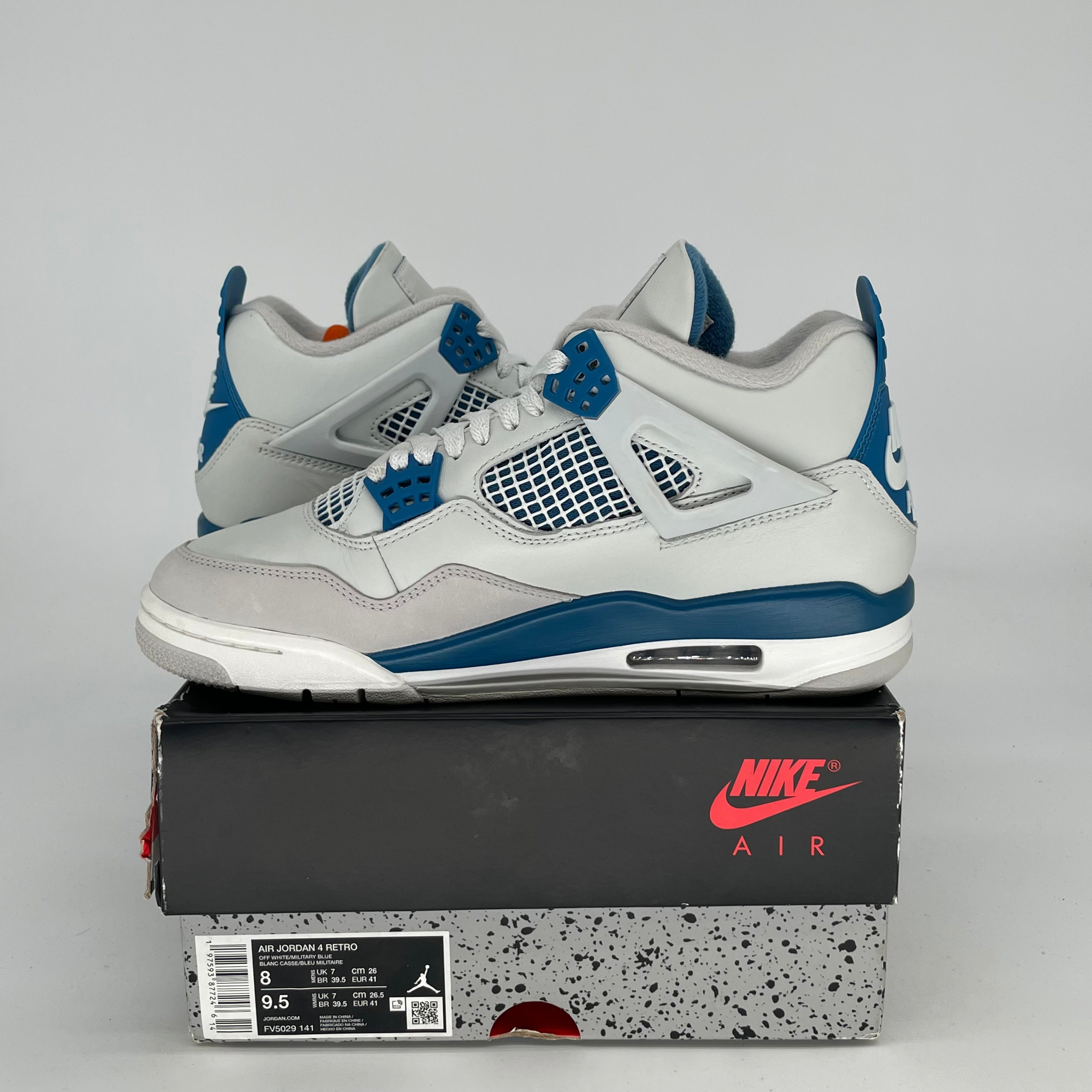 Original Air Jordan 4 Retro 'Military Blue' Men's/Women's Size 8/9.5W - FV5029-141 | Authentic Basketball Sneakers for Sports & Streetwear Fashion