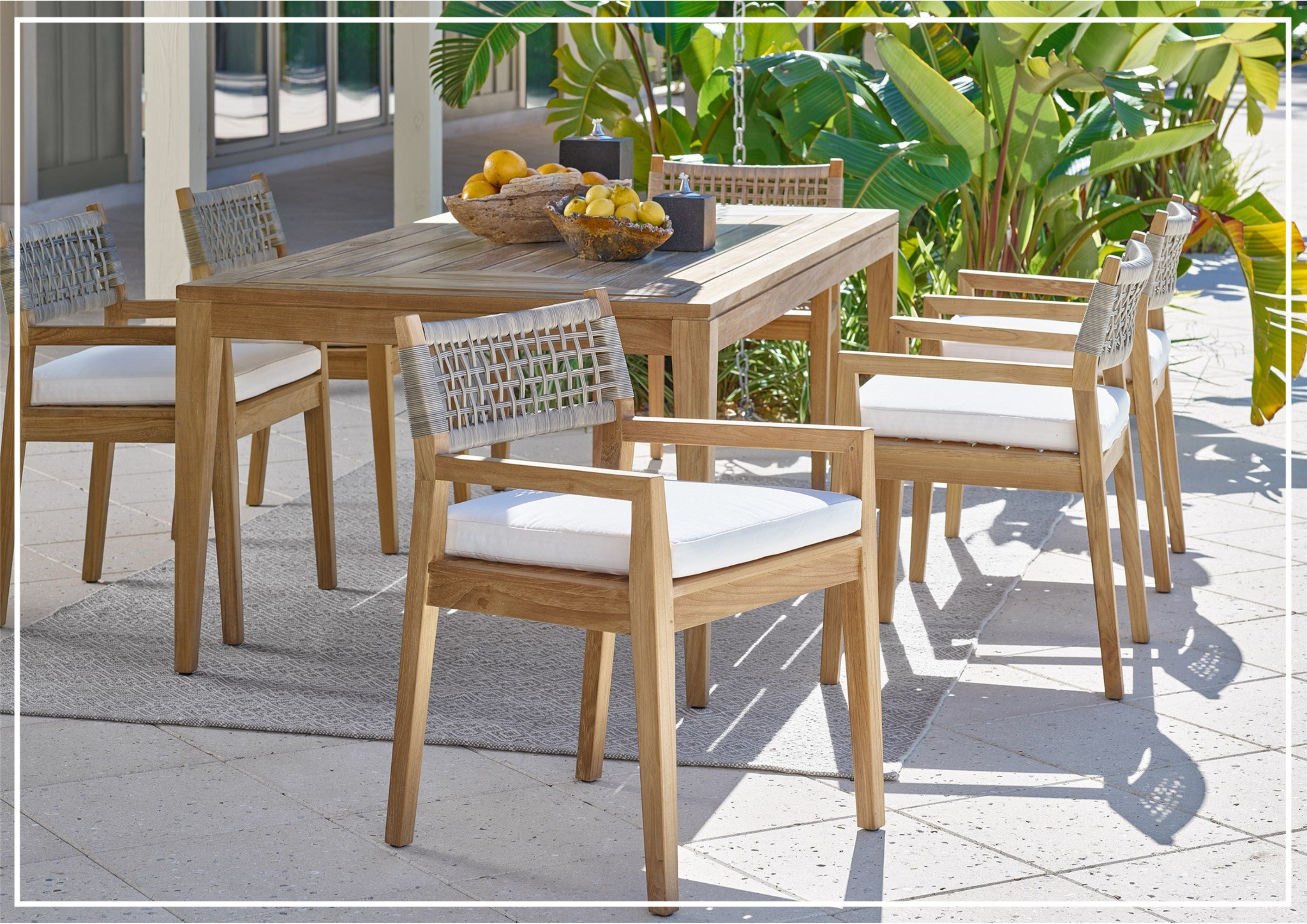 Universal Chesapeake Beige Outdoor Wooden Arm Chair - Weather-Resistant Patio Furniture for Garden, Poolside & Deck Relaxation