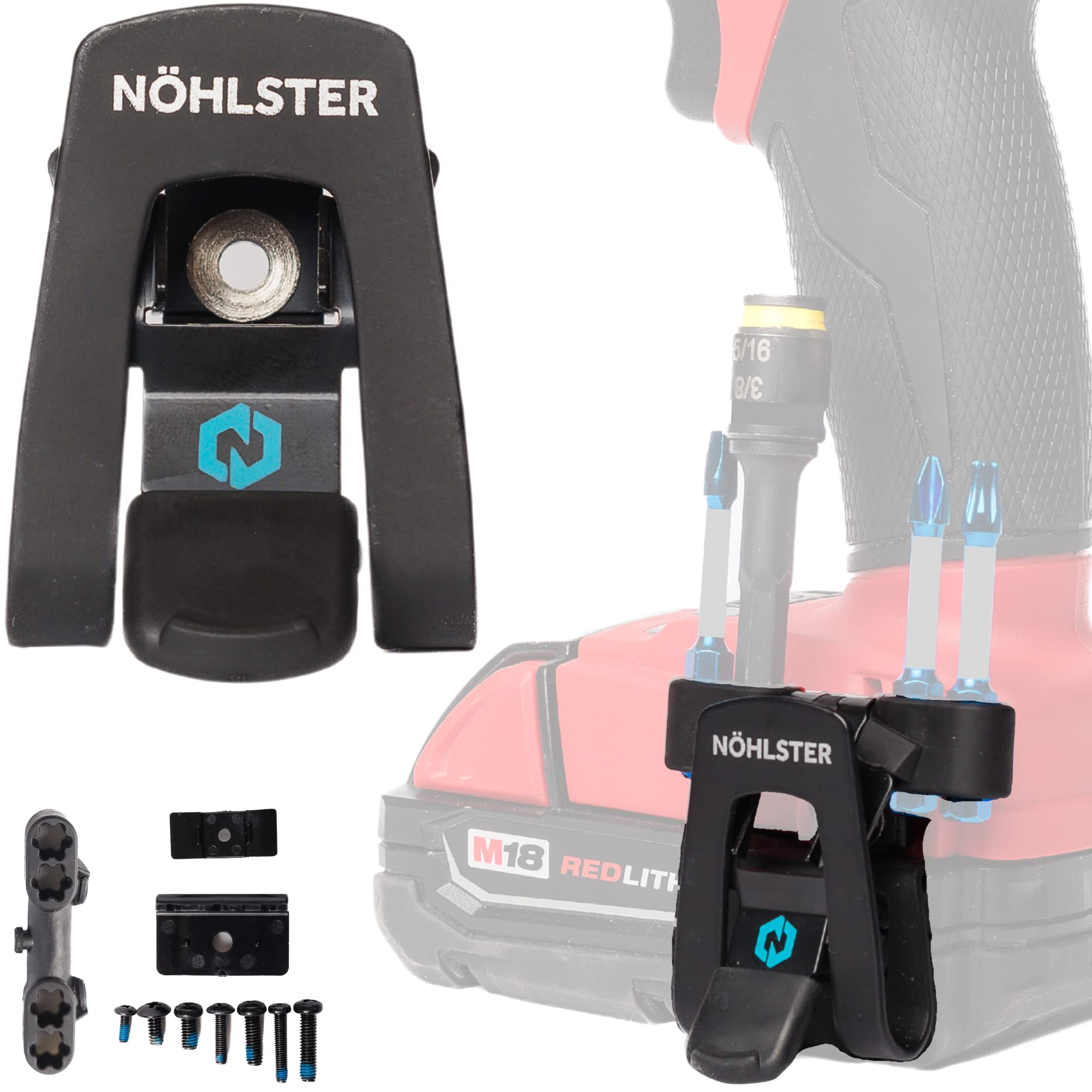 3 Pack Locking Tool Clip for Cordless Drills, Impact Drivers & Finish Nailers - No Holster Needed with Bit Holder Included - Perfect for Construction, Woodworking & DIY Projects
