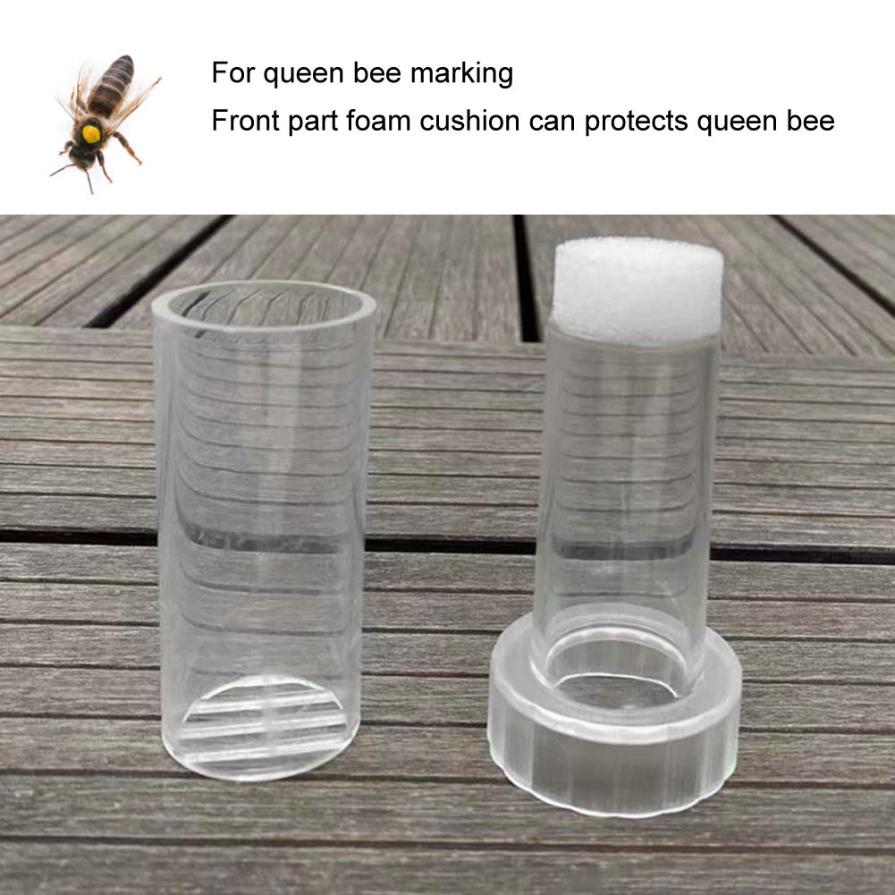 Queen Bee Marking Tool with Foam Cushion - Beekeeping Queen Bee Labeled Bottle for Bee Garden & Farm | Perfect for Queen Bee Identification & Beekeeping Supplies