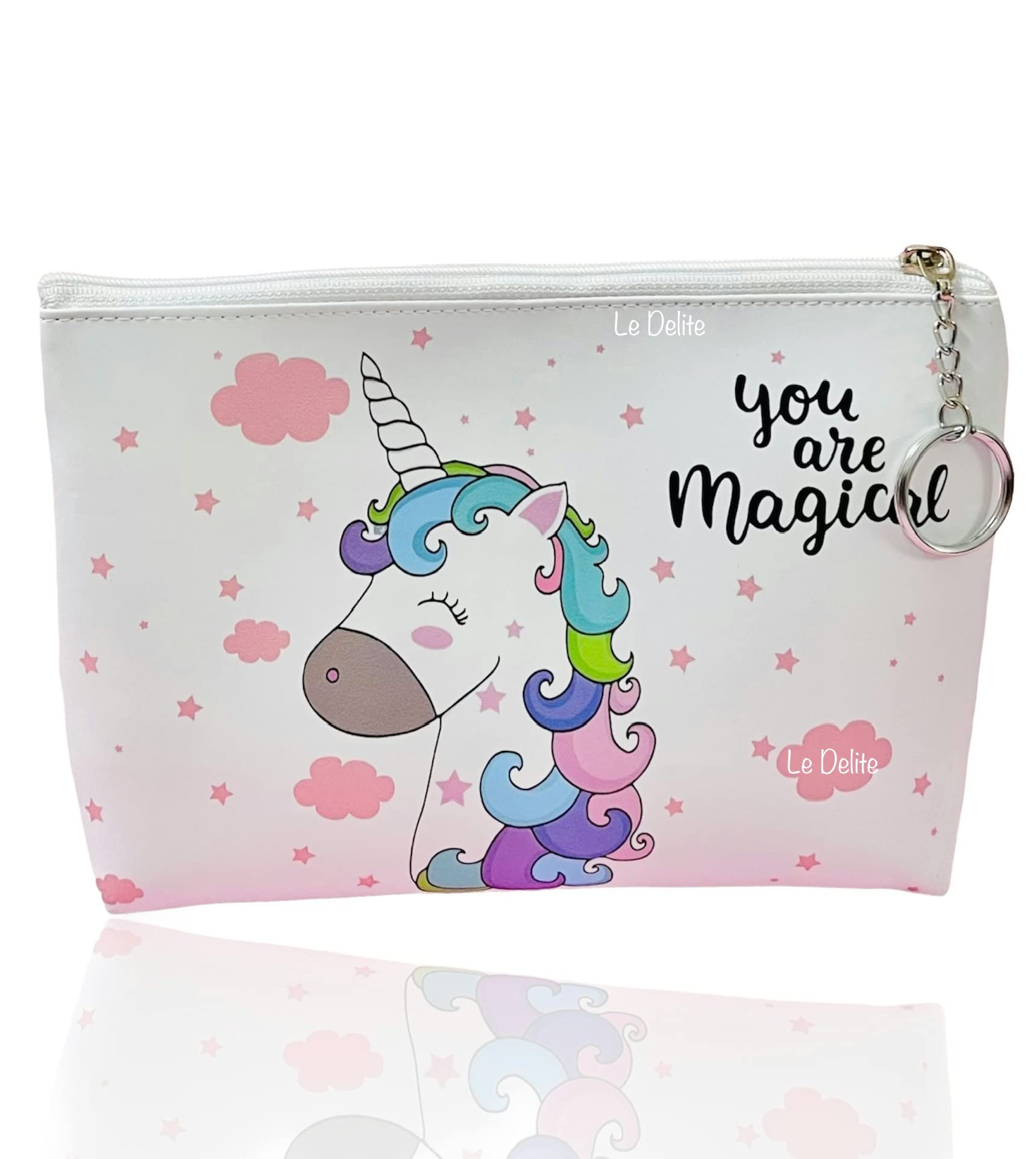Unicorn Makeup Pouch & Cosmetic Organizer - Pink Holographic Travel Jewelry Storage Bag for Women & Girls | Washable Vanity Case, Toiletry Bag | Perfect for Travel, School, Gym & Daily Use