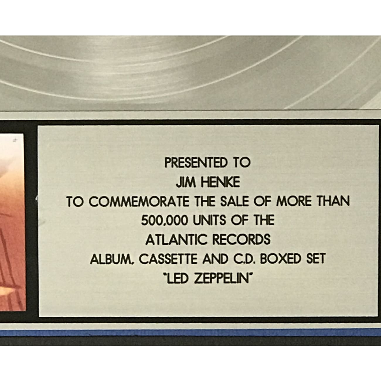 Led Zeppelin (1990) RIAA Certified Platinum LP Award - Vintage Music Collectible for Display & Music Memorabilia Enthusiasts