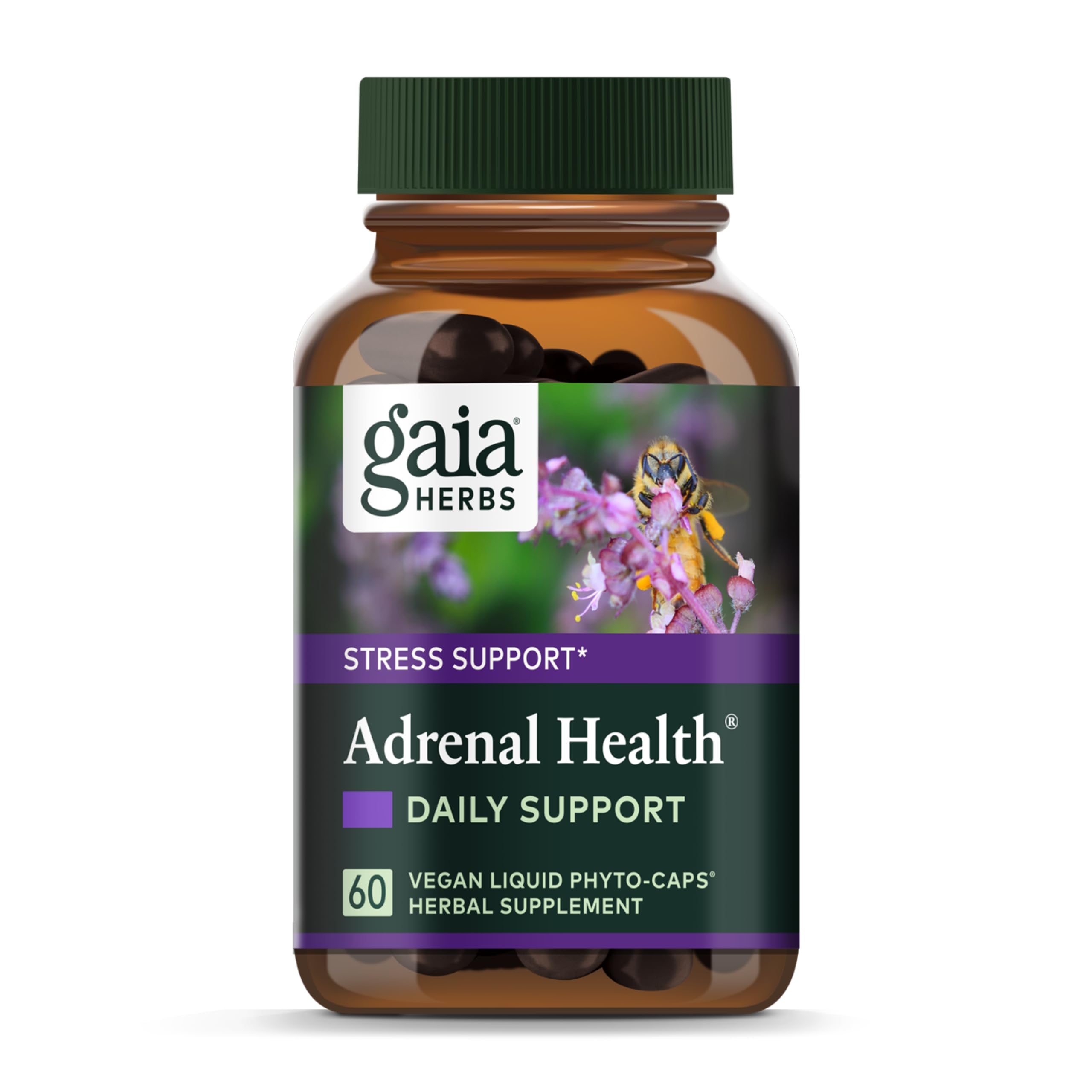 Gaia Herbs Adrenal Health Daily Support Supplement with Ashwagandha, Holy Basil & Schisandra - 60 Liquid Phyto-Capsules for Energy & Stress Relief - Natural Herbal Support for Busy Professionals & Students
