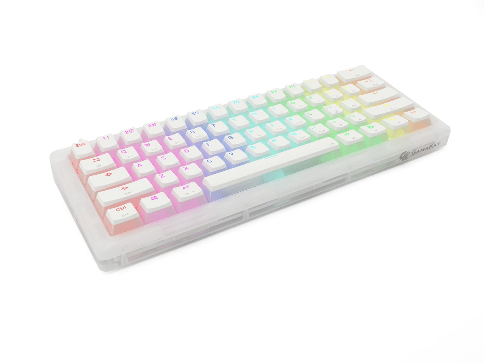 GK GAMAKAY K61 Pro 60% RGB Gasket Mechanical Keyboard - Bluetooth/USB-C Wired & 2.4GHz Wireless Gaming Keyboard with Hot Swappable 61 Keys, CNC Acrylic Base & Pudding PBT/ABS Keycaps (GamaKay Bumblebee Switch) - Perfect for Esports, Office Work & Typing Enthusiasts