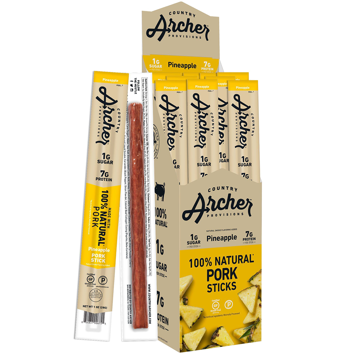 Country Archer Grass-Fed Beef Jerky Sticks, 1 oz - High Protein Snack for Hiking, Camping & On-the-Go Nutrition