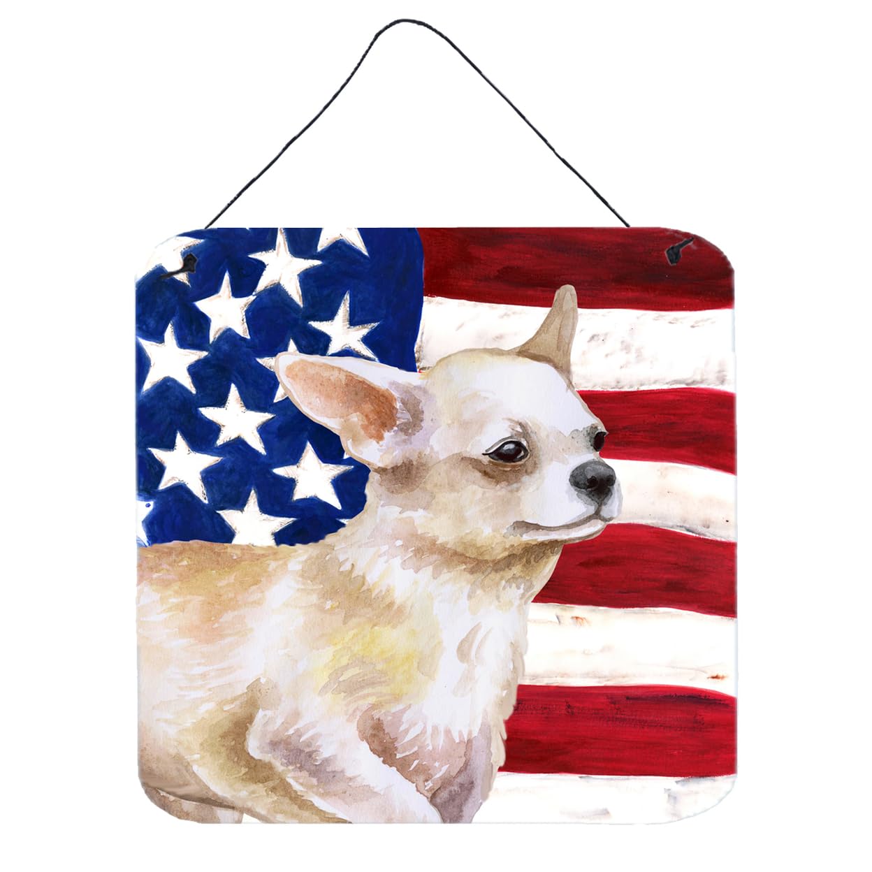 Caroline's Treasures BB9697DS66 Patriotic Chihuahua Wall Decor - 6x6 Inch Aluminum Metal Sign for Kitchen, Bar, Bathroom & Home - Multicolor Dog Themed Housewarming Gift