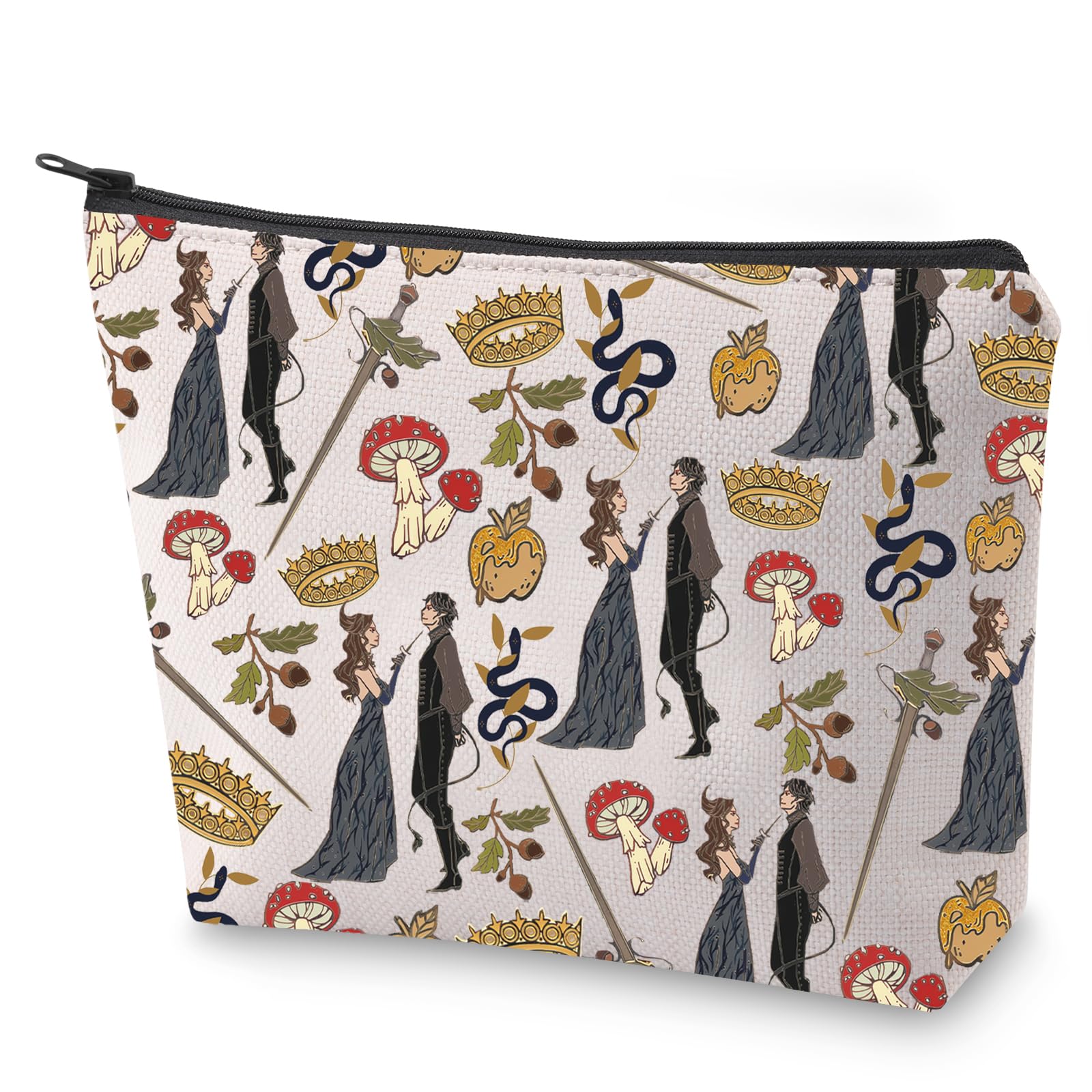 BLUPARK The Cruel Prince Makeup Bag - Jude and Cardan Inspired Cosmetic Pouch | Fantasy Book Lover Gift for Women | Perfect for Travel, Cosmetics Storage & Bookish Accessories (J&C Design)