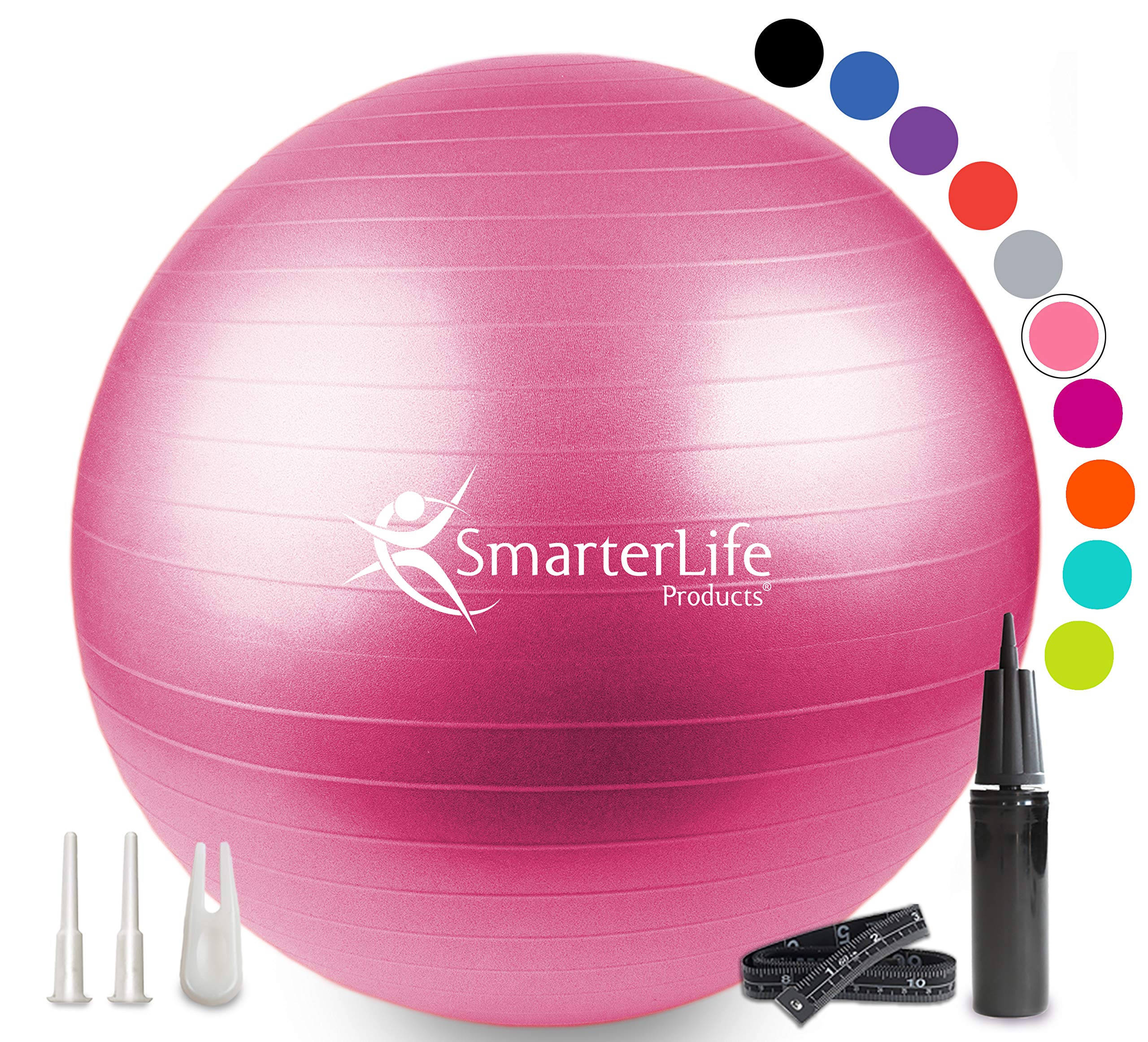 Premium Exercise Yoga Ball for Fitness, Core Workout & Physical Therapy - Anti-Burst, Anti-Slip Stability Ball for Home Gym, Office Chair & Pregnancy Support - Ideal for Yoga, Pilates & Balance Training