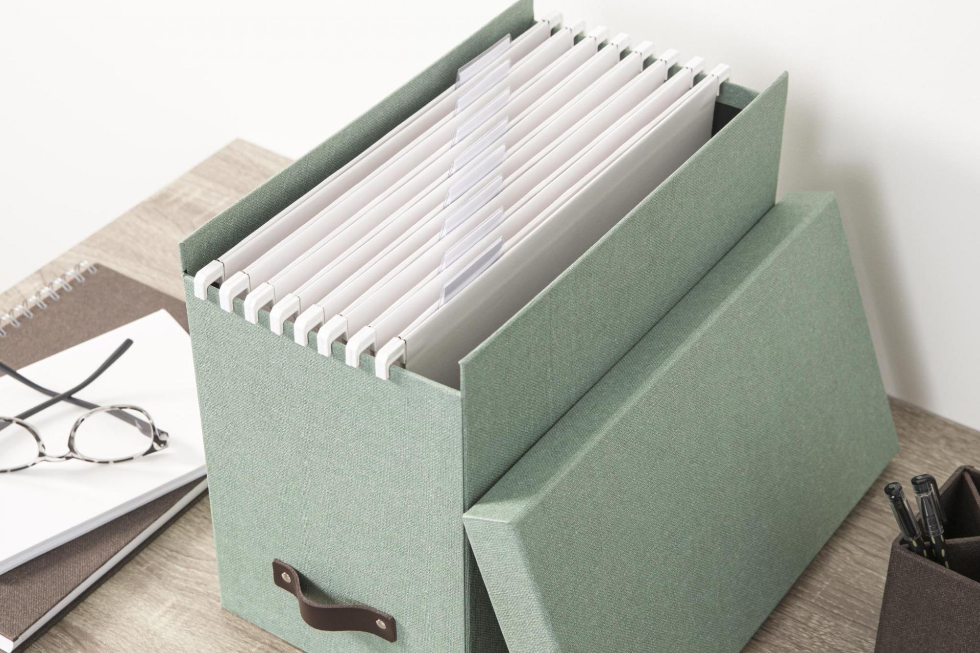 Johan File Box - Soft Teal Storage Organizer for Office, Home & School | Document Filing & Paper Organization Solution