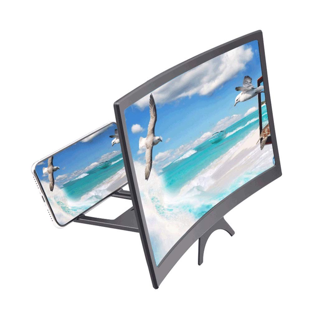 JJYPY 12 Inch Curved Mobile Phone Screen Magnifier - HD 3D Video Amplifier for Smartphones | Portable Movie Display Enlarger with Stand | Perfect for Home Entertainment & Travel