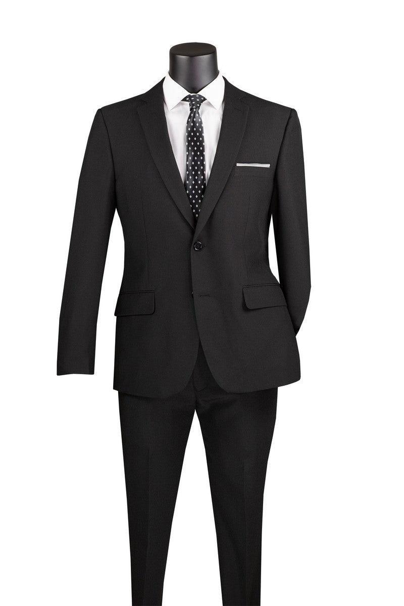 Black Slim Fit 2 Piece Suit for Men - Premium Tailored Business Formal Wear - Perfect for Weddings, Interviews & Office Meetings