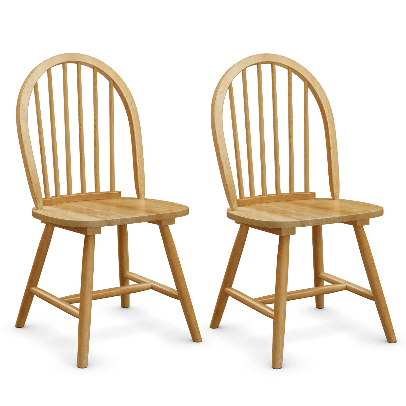Giantex Set of 2 Windsor Dining Chairs - Solid Wood Legs, High Spindle Back, H-Shaped Crossbars - Vintage Farmhouse Style Wooden Side Chairs for Kitchen, Dining Room & Country Home Decor