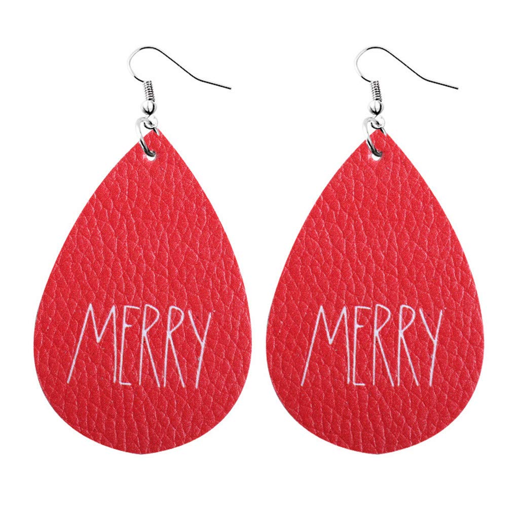 Faux Leather Dangle Earrings for Women - Christmas Party Drop Earrings with Titanium Posts - Elegant Holiday Accessories for Girls & Women | Perfect for Christmas Parties, Festive Gatherings & Gift Giving