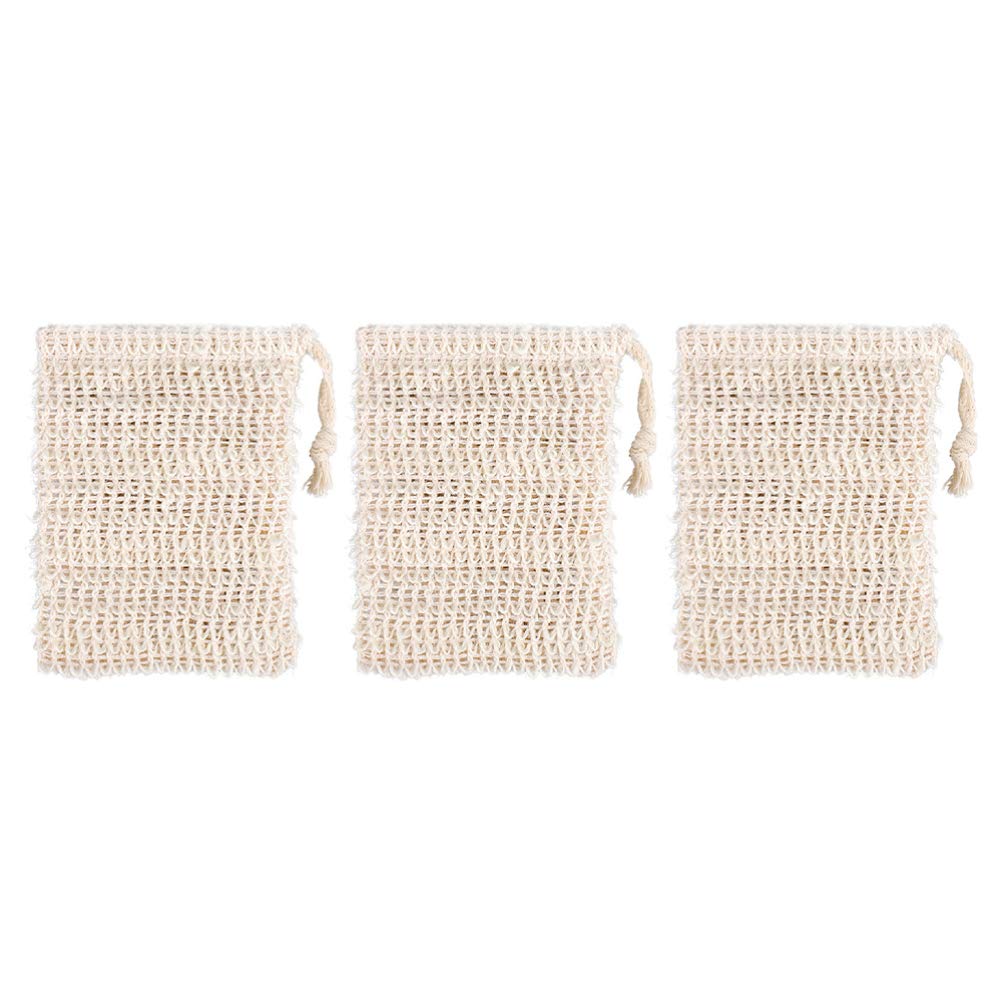 Beaupretty 3-Pack Mesh Soap Saver Bags - Reusable Soap Holder Pouch, Exfoliating Bath Sponge & Organizer for Shower, Travel, and Plant Soap Storage - Durable Ramie Mesh Soap Net Pouch