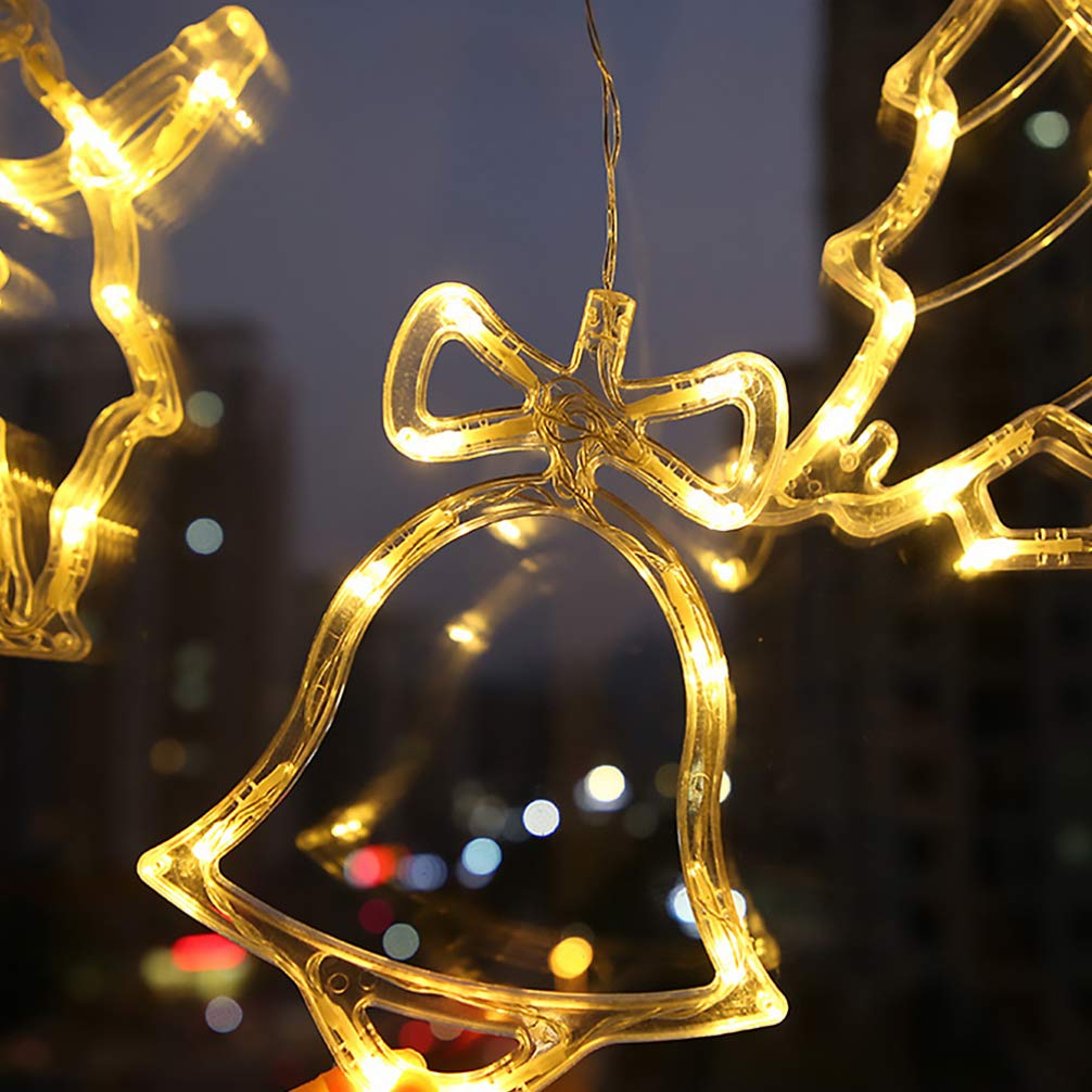 4-Pack Christmas Window Lights with Suction Cups - LED Copper Wire Hanging Lights for Xmas Tree Decor, Indoor/Outdoor Wall Sconce - Perfect for Holiday Home Decor, Bedroom, Living Room & Party Lighting