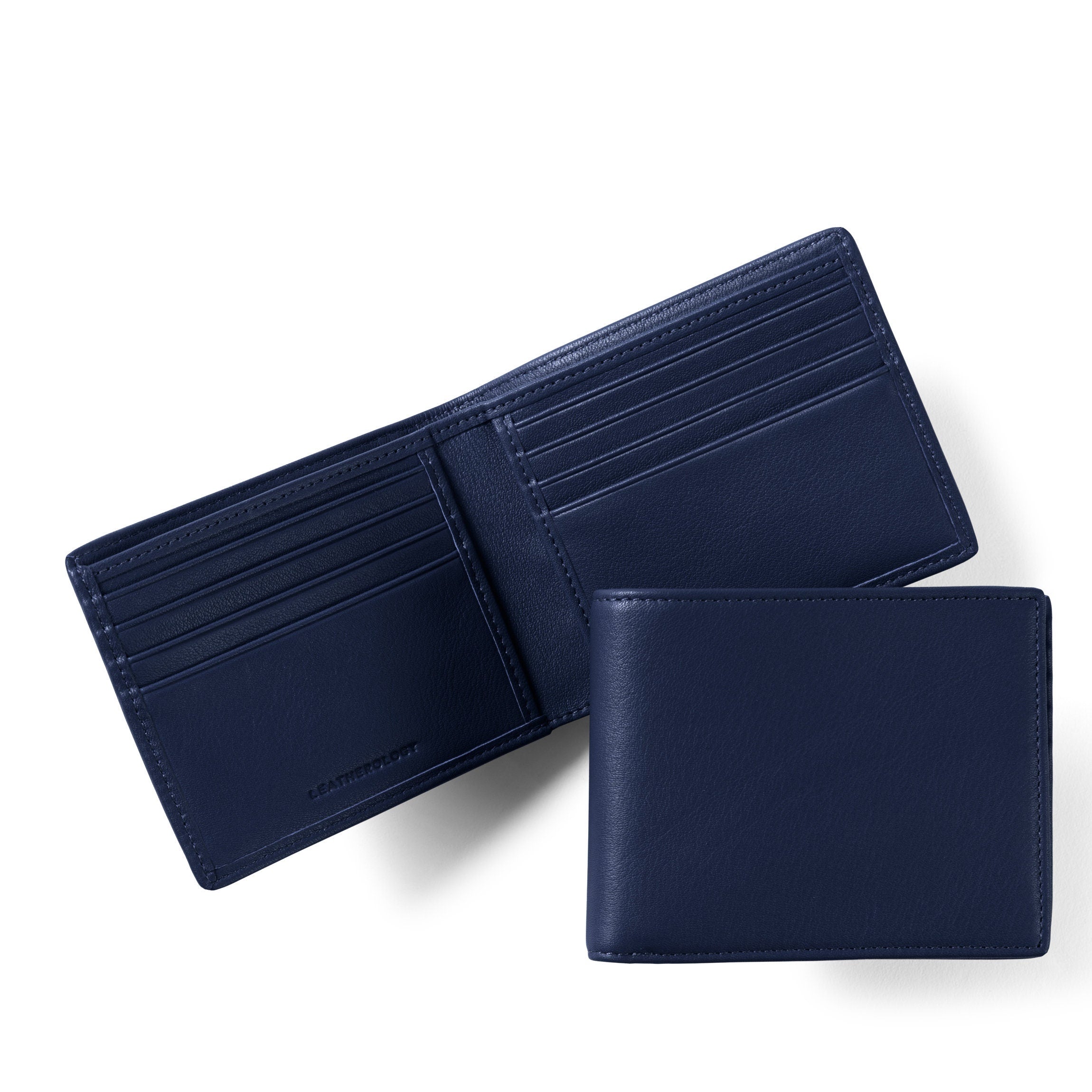 Premium Bifold Wallet for Men - Genuine Leather Navy Blue RFID Blocking - Slim Minimalist Design for Everyday Carry & Travel