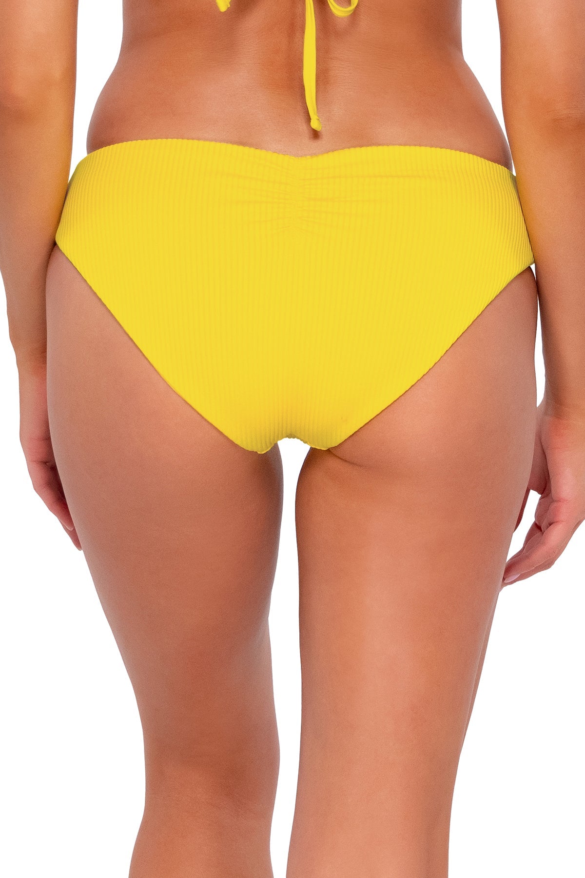 Lemon Zest Sandbar Reversible Hipster Bikini Bottom for Women | Alana Ribbed Swimwear | Beach Vacation, Pool Party, Summer Fashion