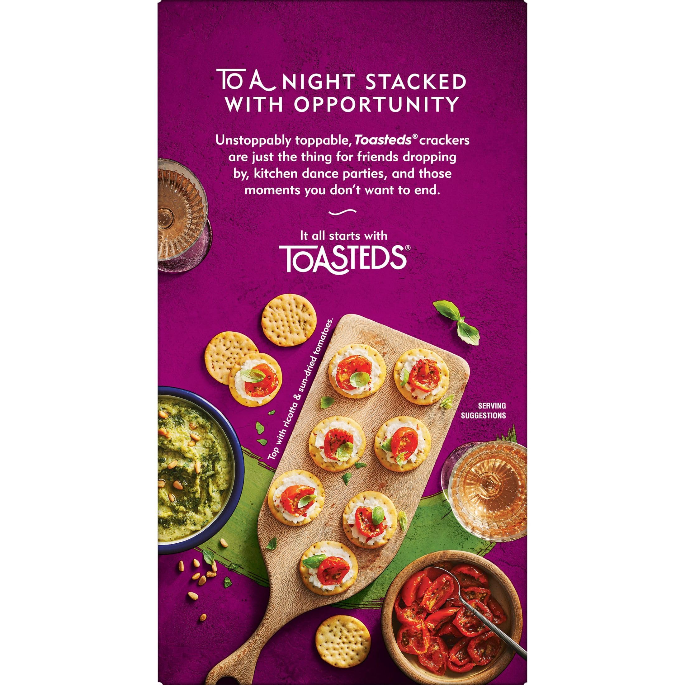 Toasted Rosemary & Olive Oil Crackers - 6 Pack | Party Snacks, Lunch Box Treats, Gourmet Appetizers for Entertaining, Picnics & Office Snacking