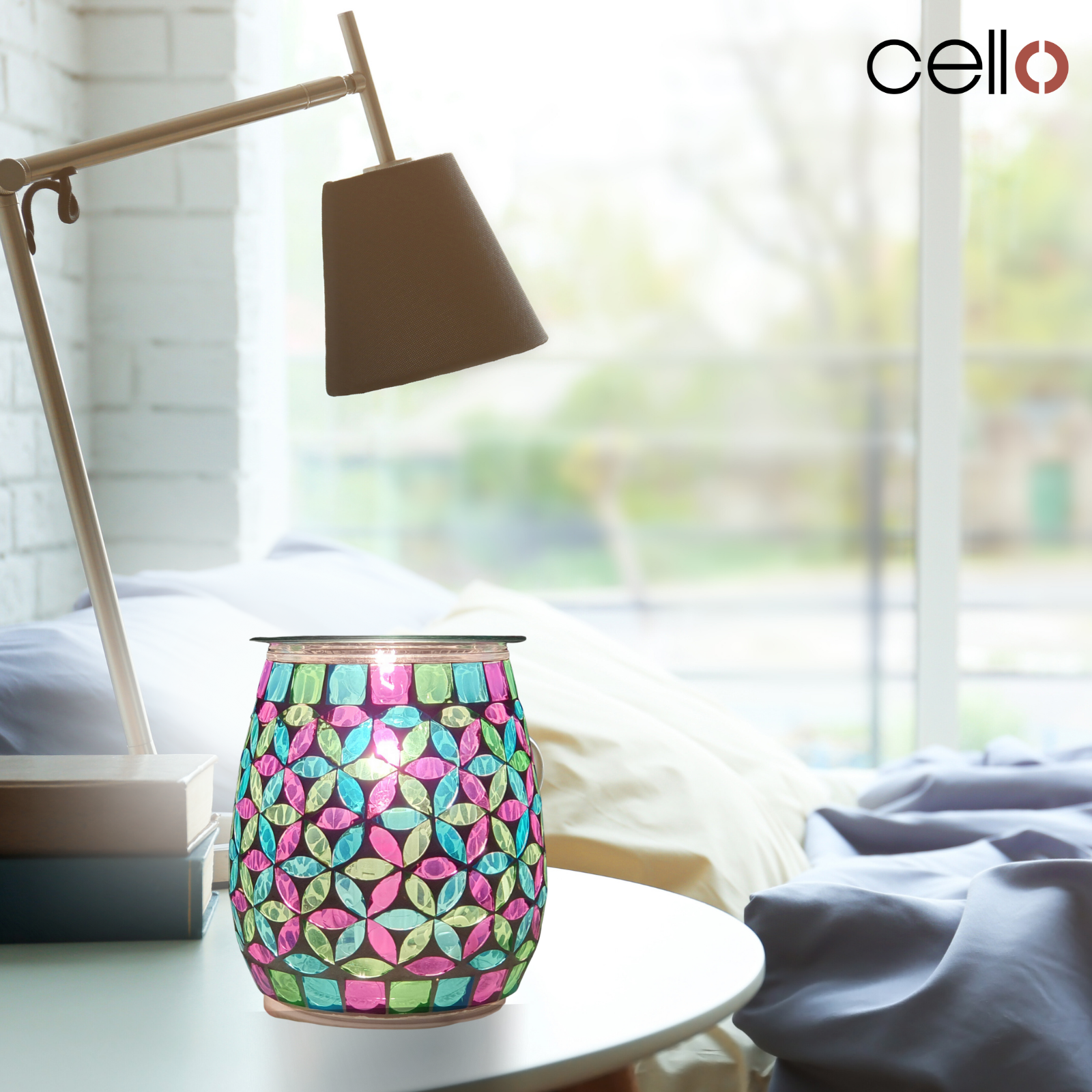 Electric Wax Warmer with Mosaic Glass Design - Geometric Candle Melter for Home Aromatherapy & Relaxation | Perfect for Living Room, Bedroom, Spa & Office Decor