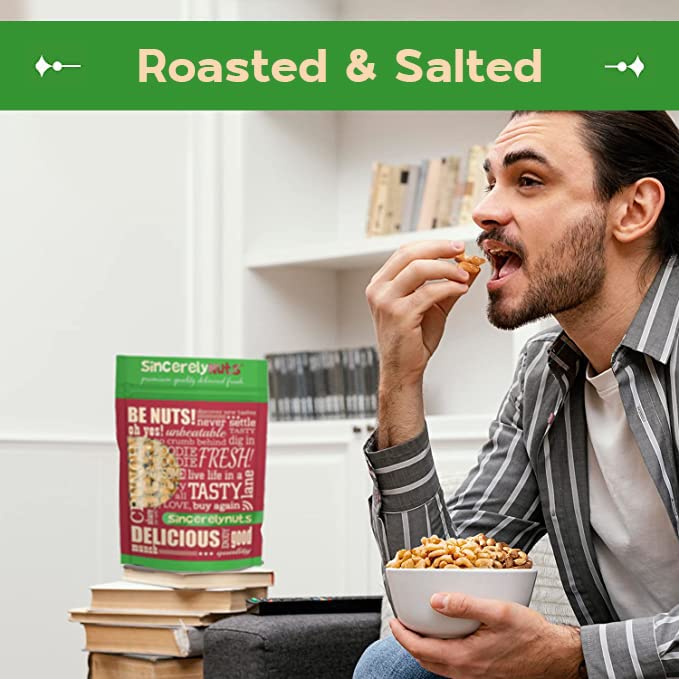 Sincerely Nuts – Roasted & Salted Whole Cashews | 1 lb Bag | Kosher Certified Vegan Snack | High in Protein, Vitamins & Minerals | Perfect for Healthy Snacking, Baking & Gourmet Cooking