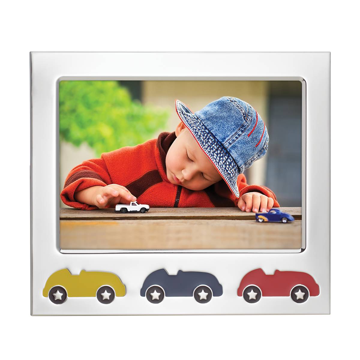 5x7 Silverplate Race Car Photo Frame - Perfect for Sports Memorabilia, Racing Enthusiasts & Home Decor