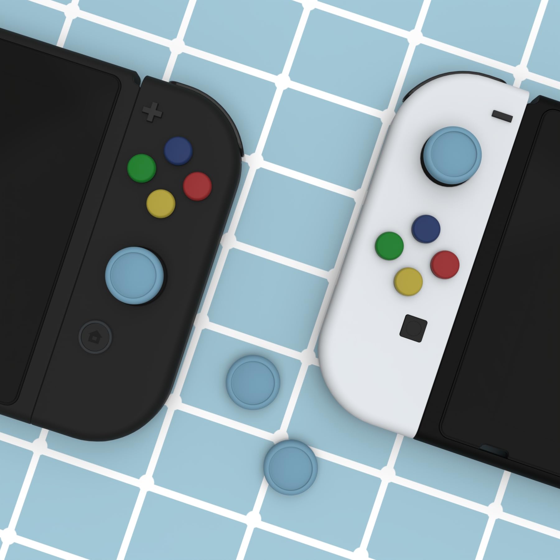 eXtremeRate PlayVital Silicone Joystick Caps for Nintendo Switch, Switch Lite & Switch OLED - Comfortable Thumb Grip Covers (Airforce Blue) - Perfect for Gaming, Travel & Long Play Sessions