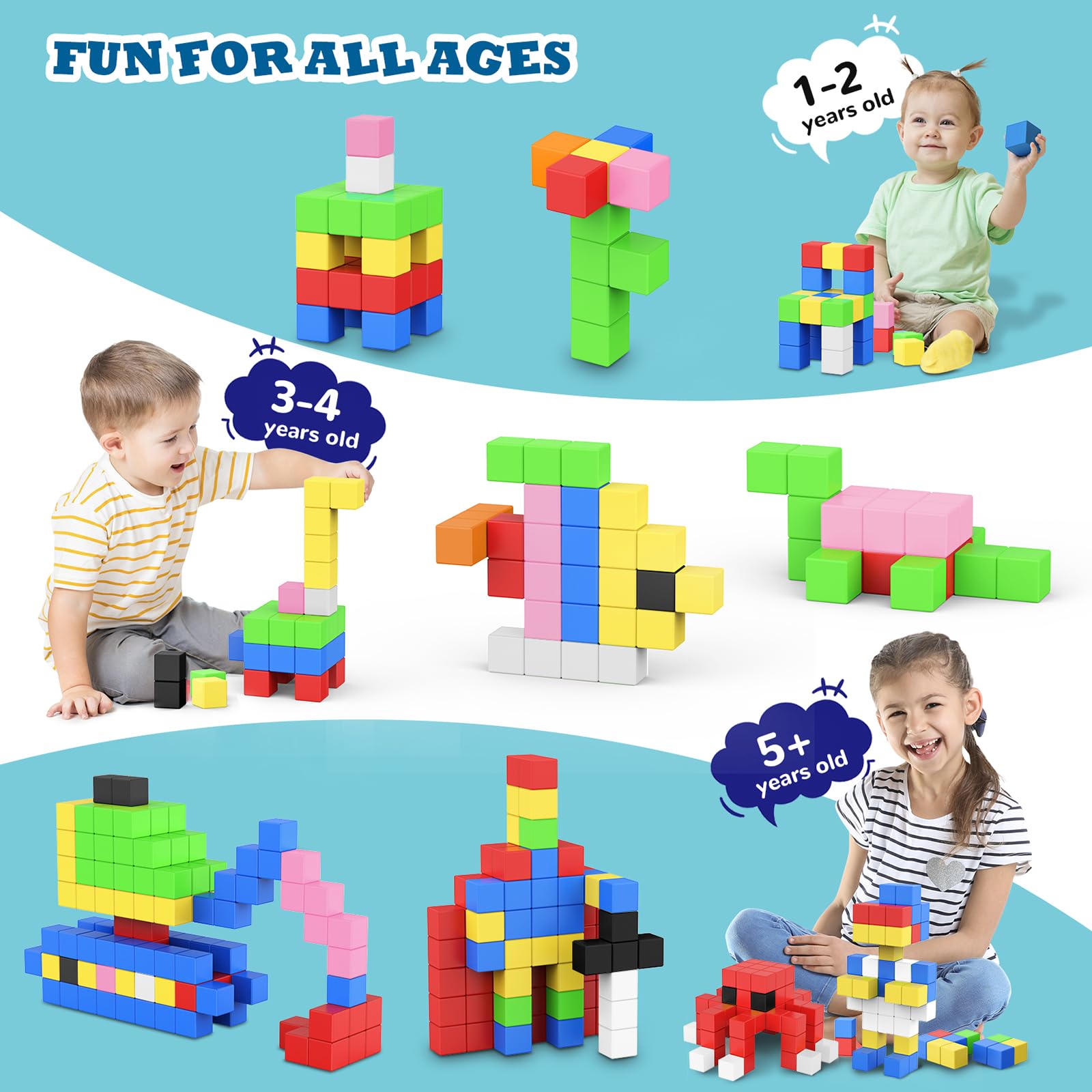 ROMDS 64 PCS Magnetic Building Blocks for Toddlers 3-8 Years - STEM Sensory Toys for Kids Indoor Play