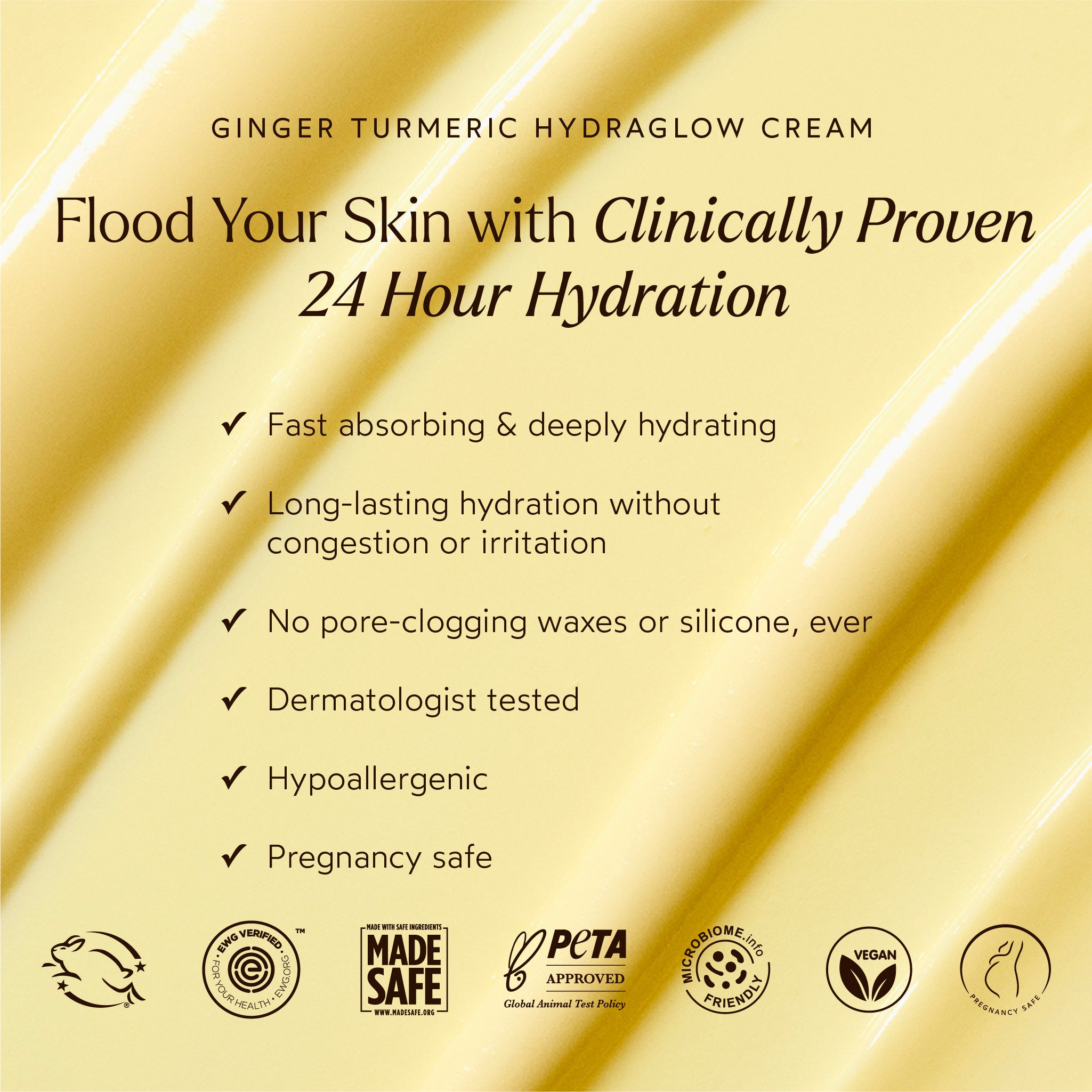 Organic Ginger Turmeric Hydraglow Cream for Glowing Skin - Anti-Aging & Brightening Face Moisturizer - Perfect for Dry, Sensitive Skin & Nighttime Skincare Routine