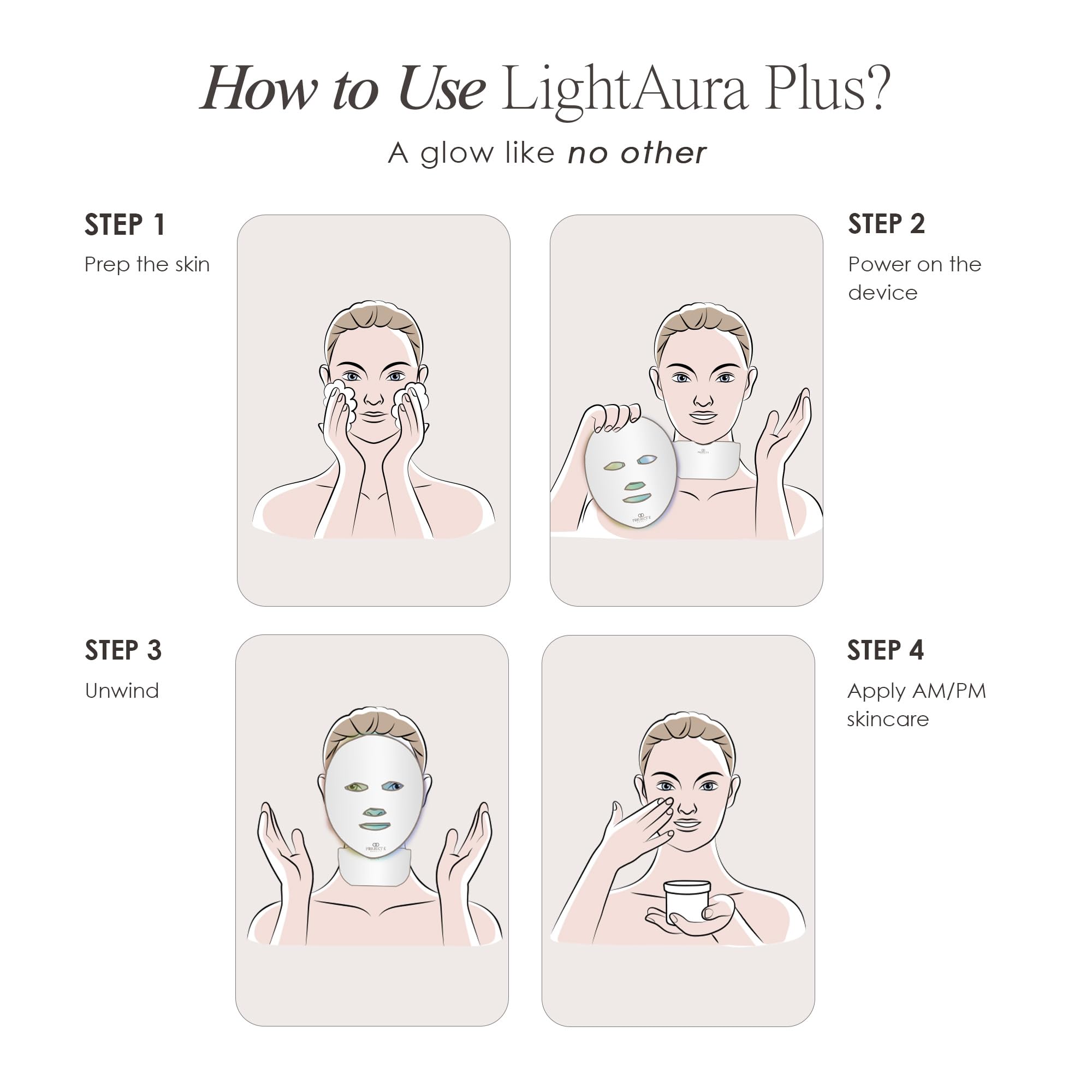 Project E Beauty LightAura Plus LED Light Therapy Mask - 7 Color LED Face & Neck Mask for Skin Rejuvenation, Anti-Aging & Wrinkle Reduction | Anti-Inflammatory & Brightening Skincare Treatment | Perfect for At-Home Spa Days & Post-Procedure Recovery