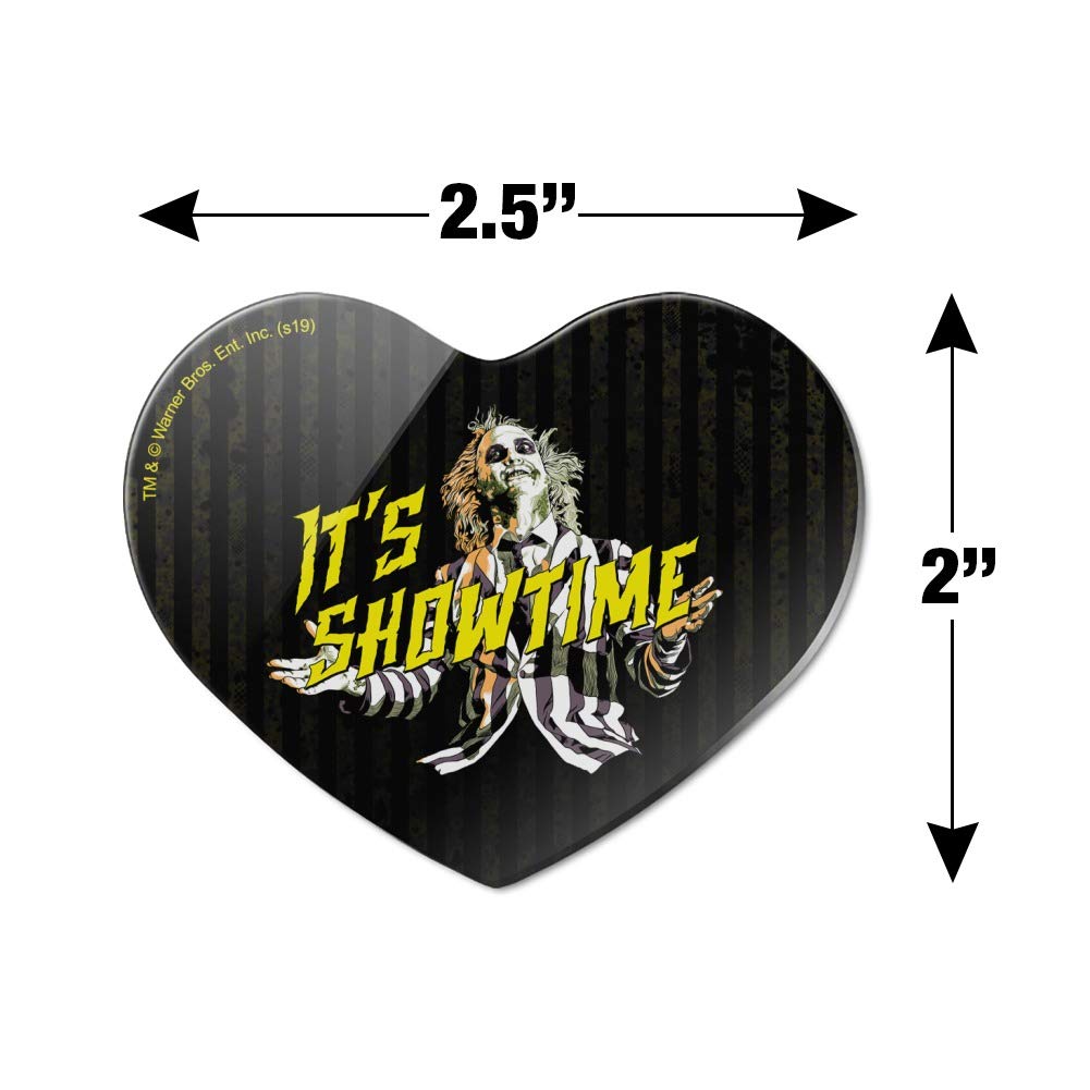 Beetlejuice It's Showtime Heart Acrylic Refrigerator Magnet - Fun Kitchen Decor for Fans, Perfect for Fridge, Office & Dorm Room Organization