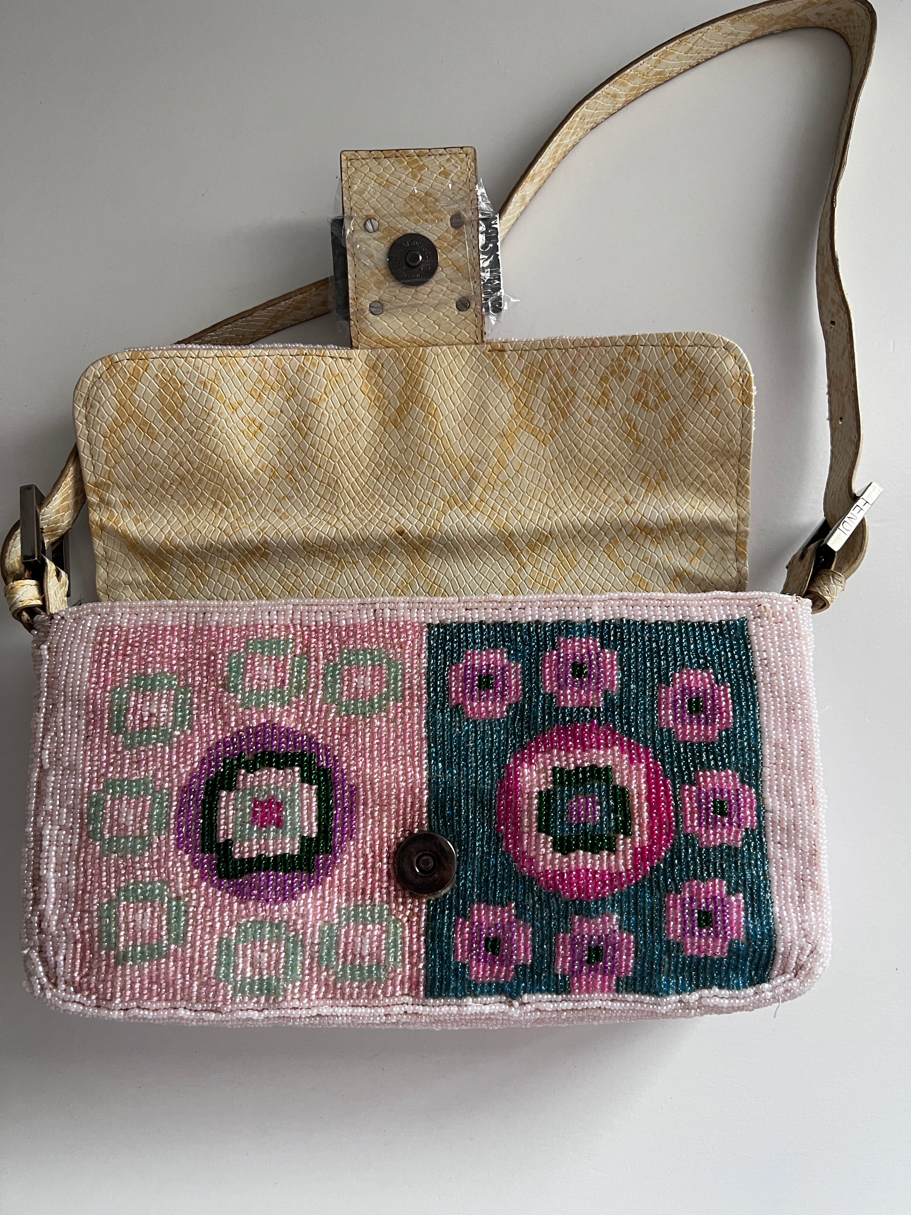 Vintage Fendi Boho Beaded Shoulder Bag for Women | Retro Designer Crossbody Purse | Perfect for Parties, Weddings & Everyday Use