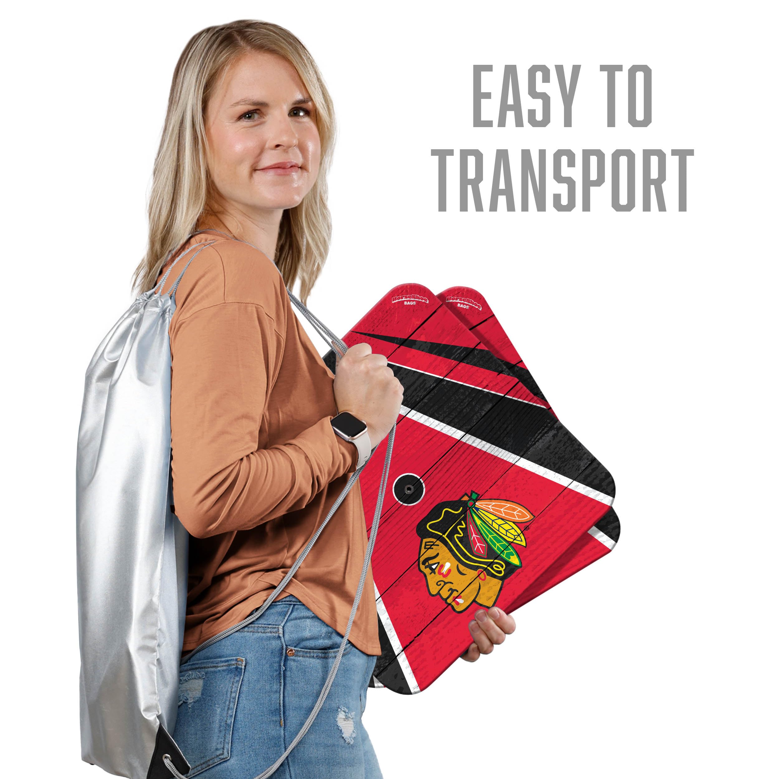 YouTheFan NHL Chicago Blackhawks Horseshoe Bags - Officially Licensed Team Logo Crossbody Purse for Women & Men - Perfect for Game Day, Tailgating, and Sports Events