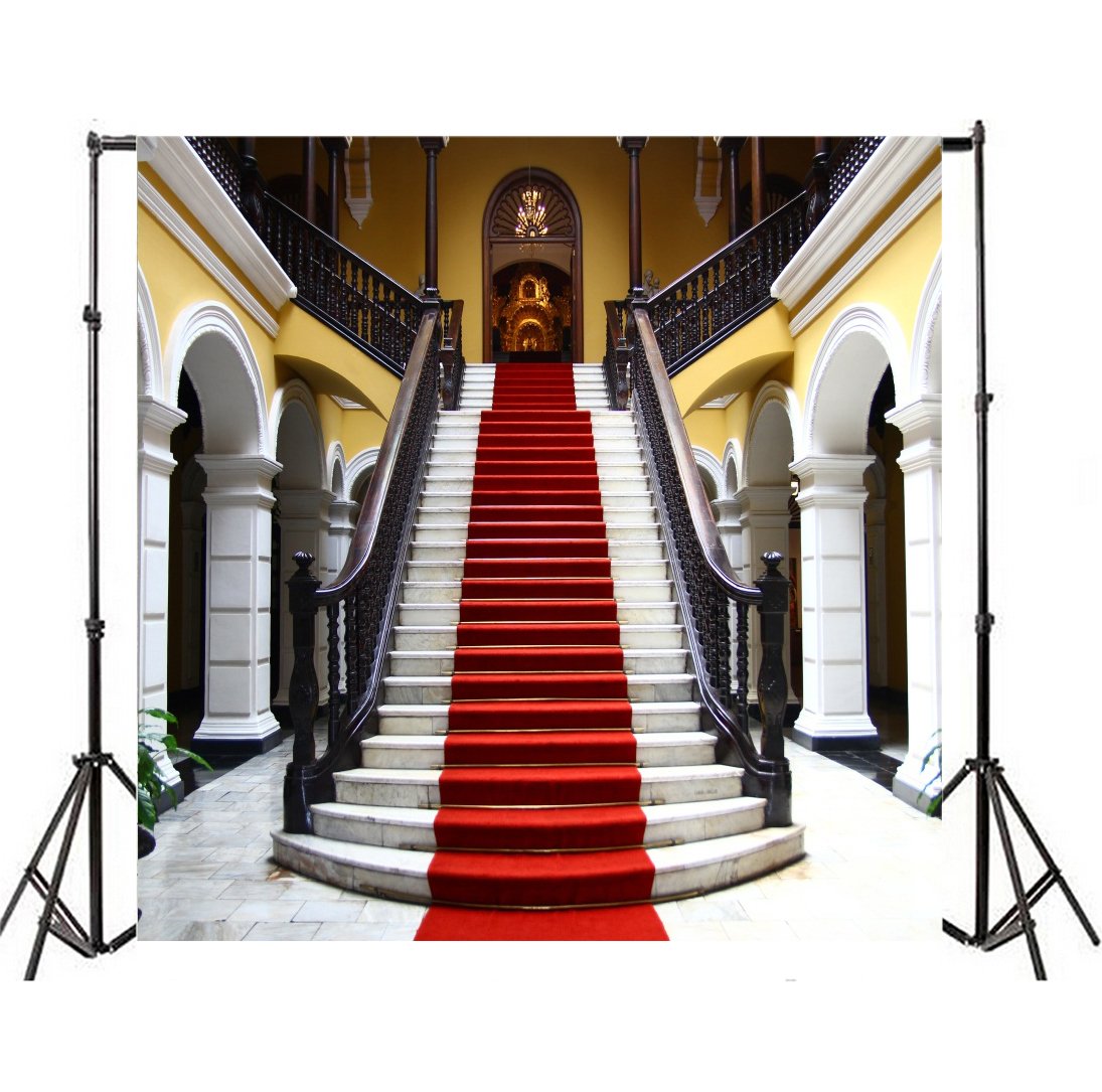 Baocicco 10x10ft Wedding Backdrop - Luxurious European Architecture Church Background with Elegant Staircase & Arches for Wedding Ceremony, Red Carpet Events, Portrait Studio Props | Perfect for Bridal Showers, Anniversary Photos & VIP Event Decorations