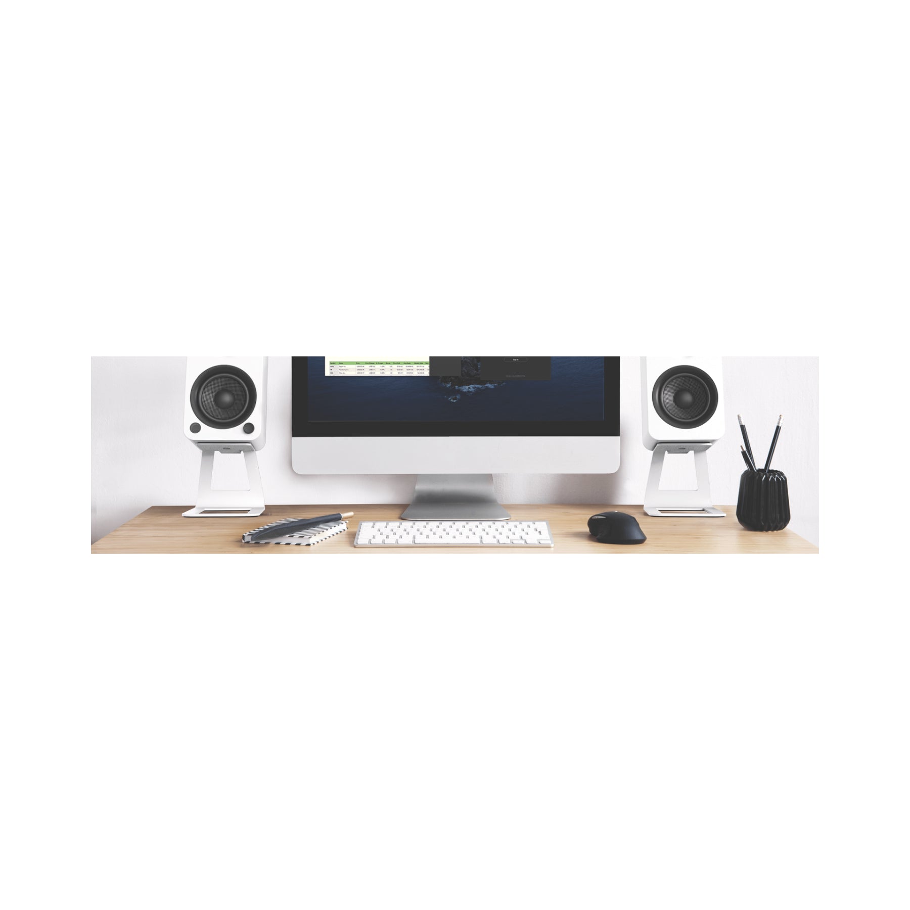 Kanto SE4 White Elevated Desktop Speaker Stands - Premium Sound Isolation & Ergonomic Design for Home Studio, Gaming & Office Use