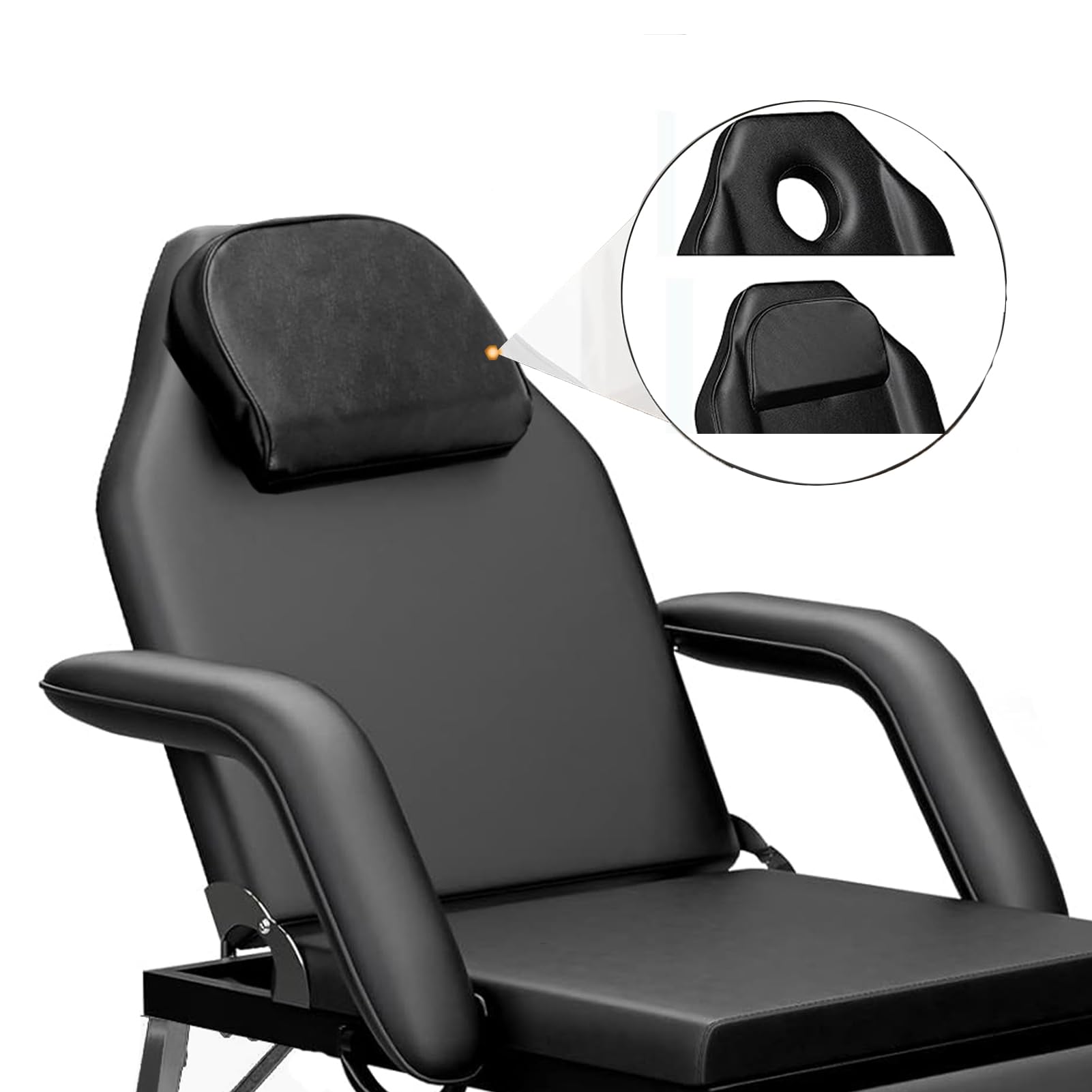 Professional Adjustable Massage Facial Table Bed with Removable Headrest & Armrest - Portable Tattoo Chair for Spa, Salon & Tattoo Parlor - Black - Perfect for Massage Therapy, Facial Treatments & Tattoo Sessions