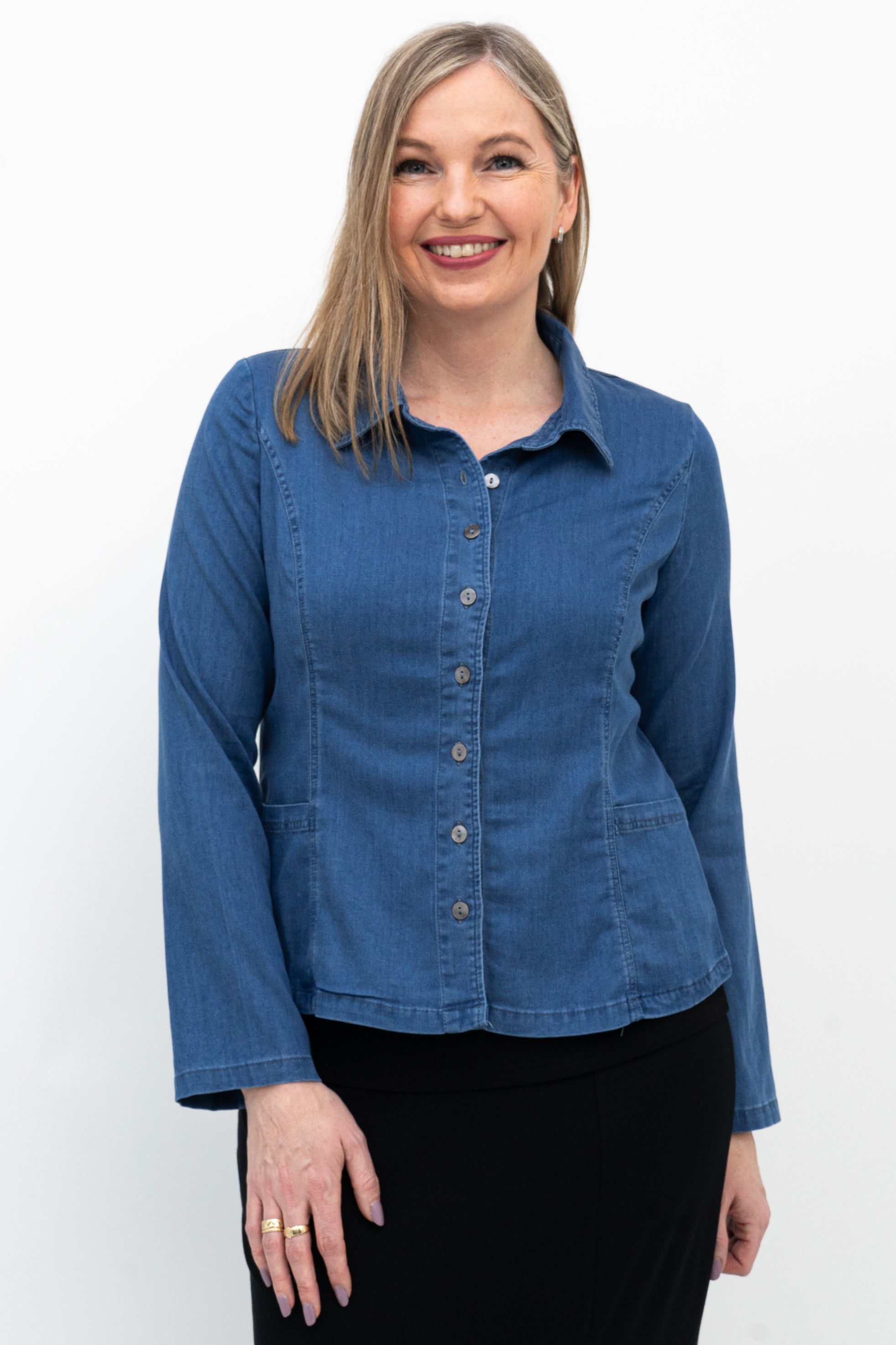 Stylish Holly Blouse - Premium Tencel Denim Top for Women | Perfect for Casual Outings, Office Wear & Date Nights