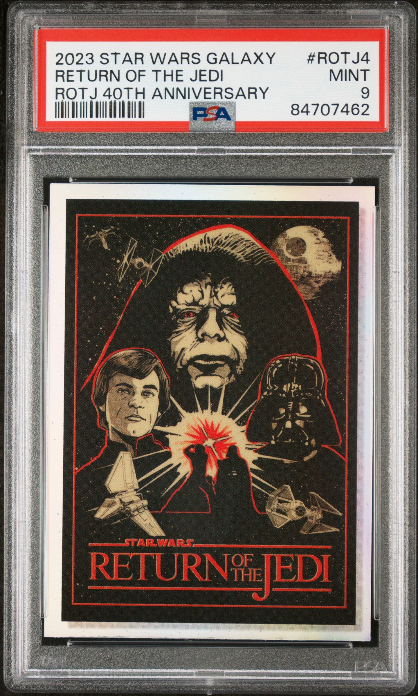 2023 Topps Chrome Star Wars Galaxy Return of the Jedi 40th Anniversary Poster Art Trading Card #ROTJ4 PSA 9 Mint Condition - Perfect for Collectors, Display & Star Wars Memorabilia Enthusiasts
