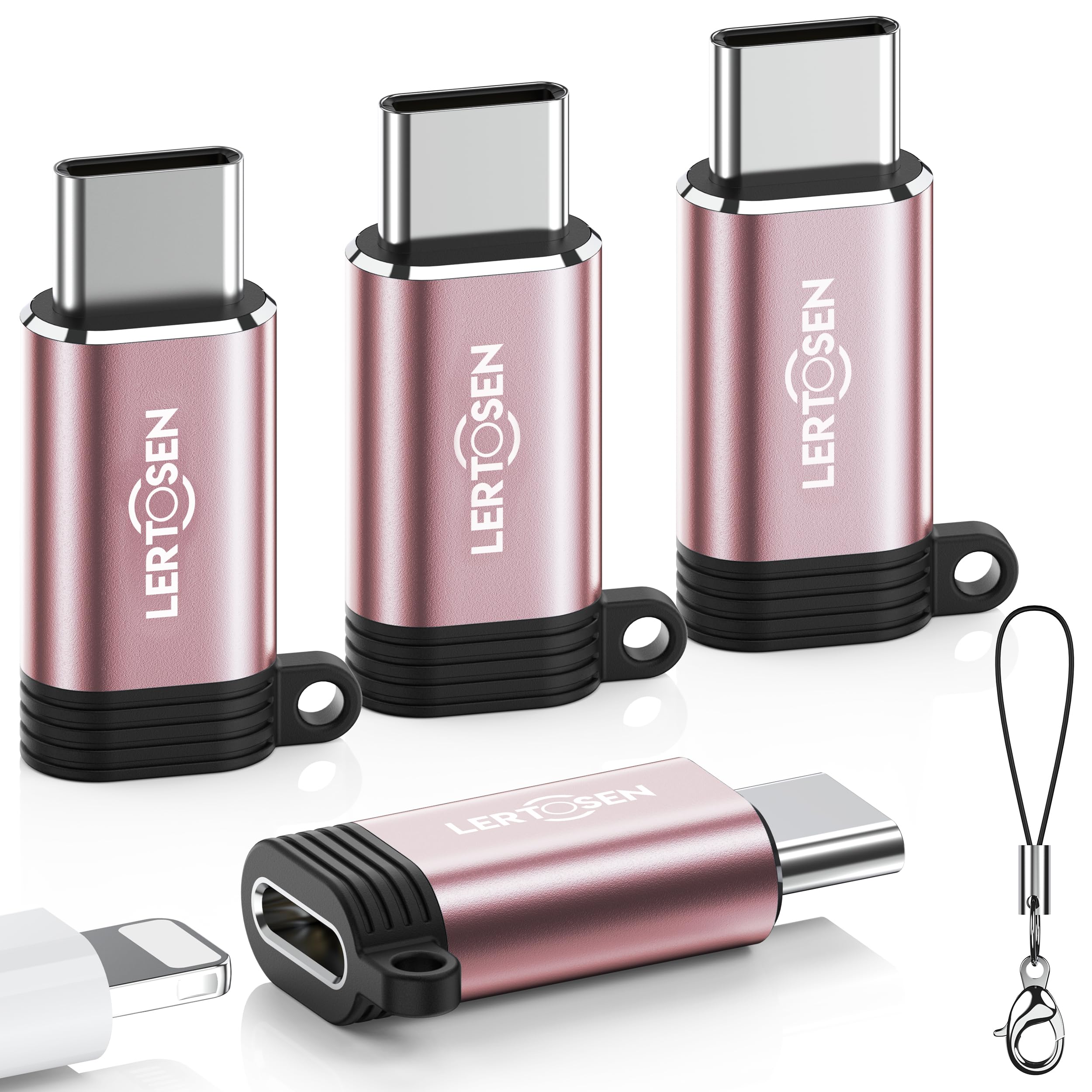 4 Pack Lightning to USB C Adapter - Fast Charging & Data Sync for iPhone 15/16 Pro Max/Plus, Samsung S24, iPad Air | Type C Charger Connector Cable | Perfect for Home, Office & Travel Charging Needs (Not for Audio/Headphone/OTG)