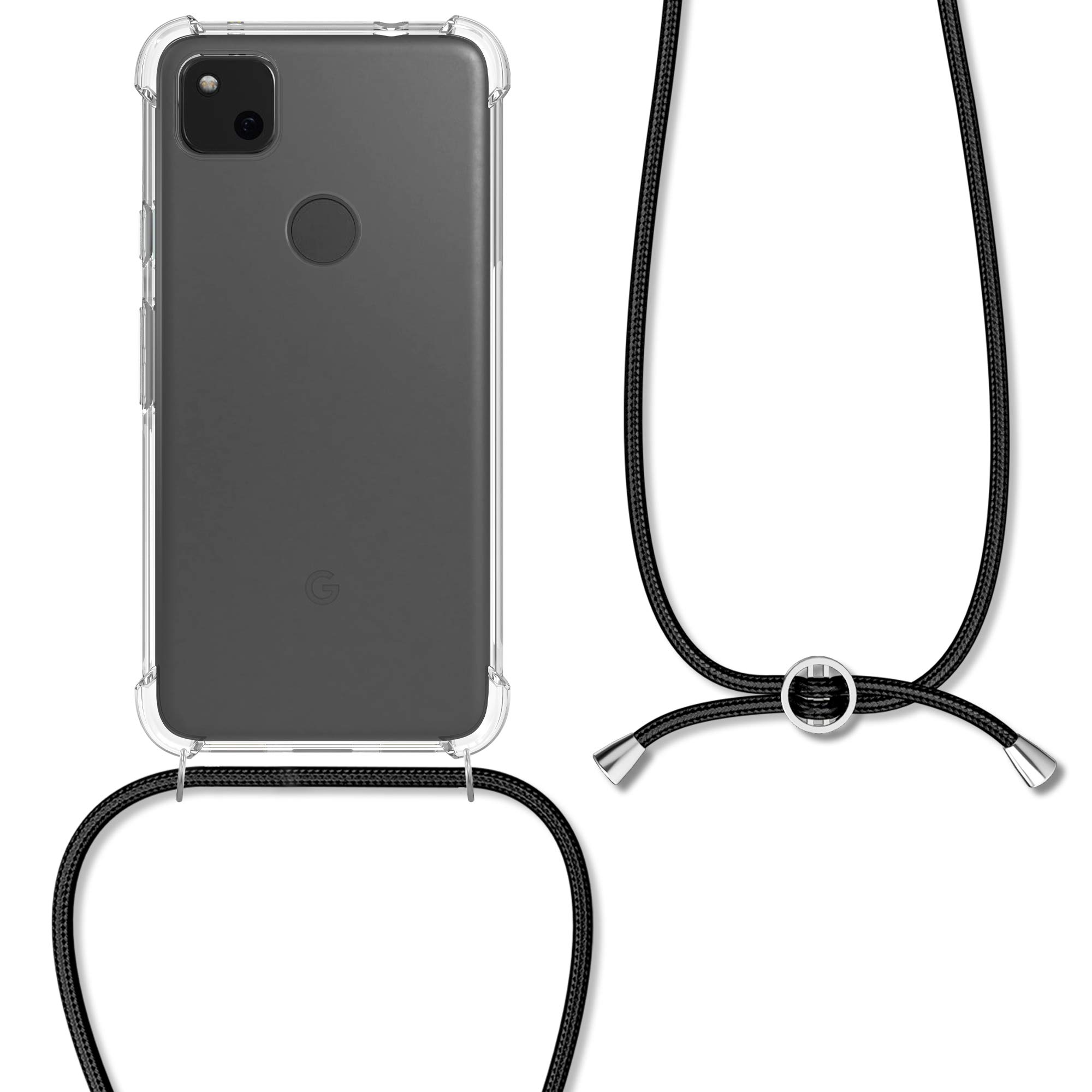 kwmobile Clear TPU Case for Google Pixel 4a with Lanyard - Slim Crossbody Phone Cover for Daily Use & Travel