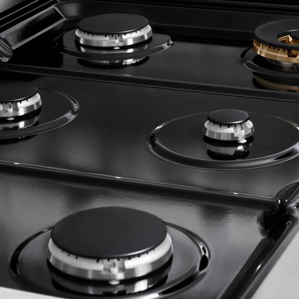 ZLINE 36 Inch Paramount Gas Rangetop with 6 Burners & Porcelain Cooktop in Satin Stainless Steel (SRTS 36) - Professional Grade Stove for Home Chefs & Commercial Kitchens