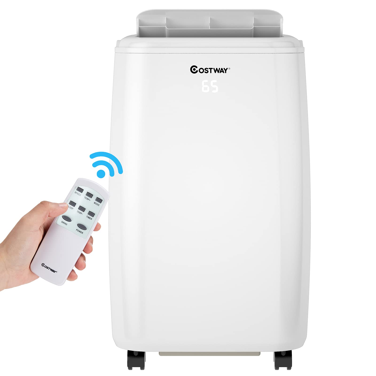COSTWAY 10,000 BTU Portable Air Conditioner - Cools Rooms Up to 350 Sq.Ft | 3 Cooling Modes, Remote Control, Washable Filter | 3 Fan Speeds & Sleep Mode for Bedroom, Office & Small Apartment Cooling