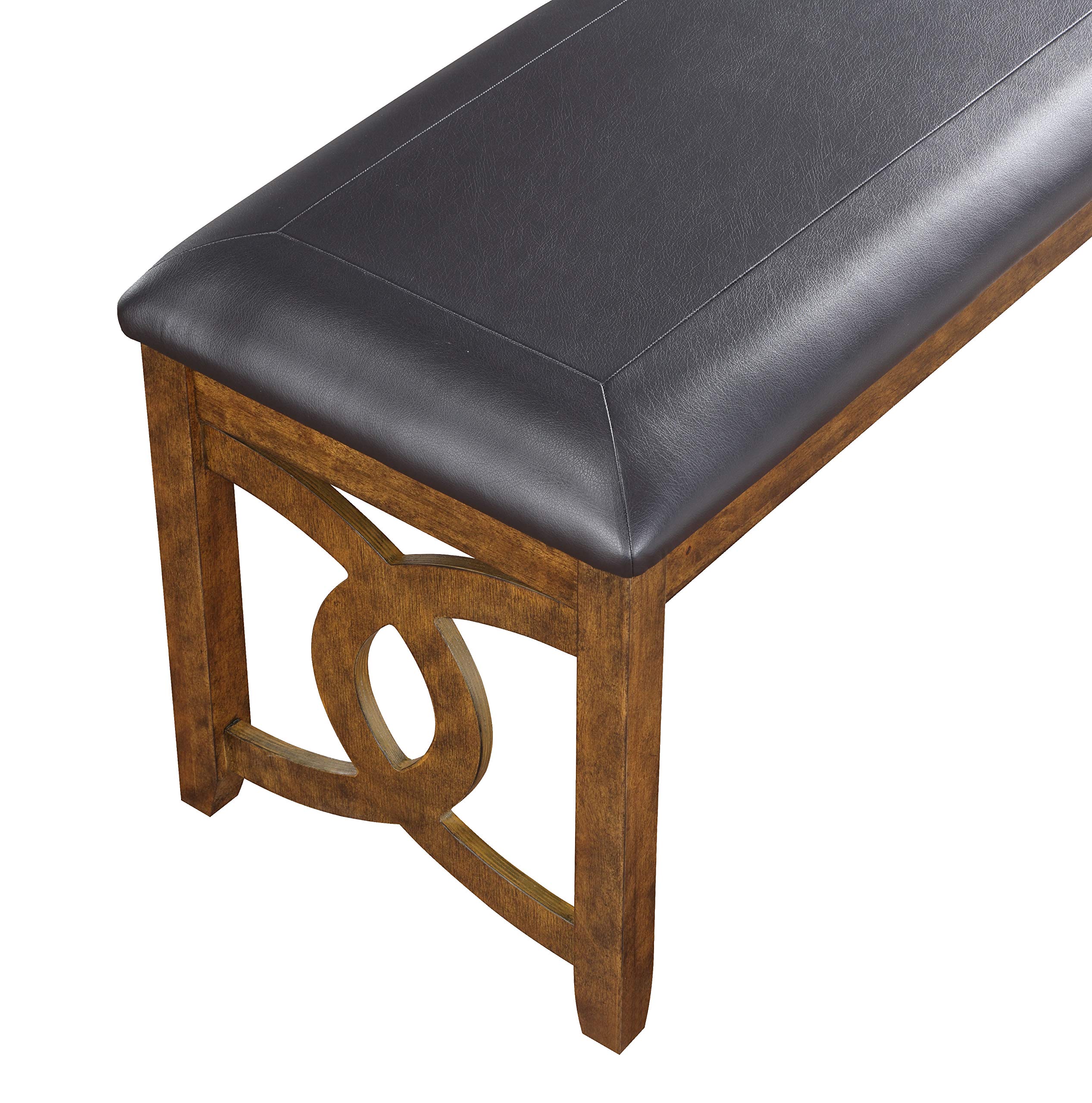 New Classic Furniture Gia Upholstered Dining Bench with Warm Brown Finish - Perfect for Kitchen, Dining Room & Breakfast Nook